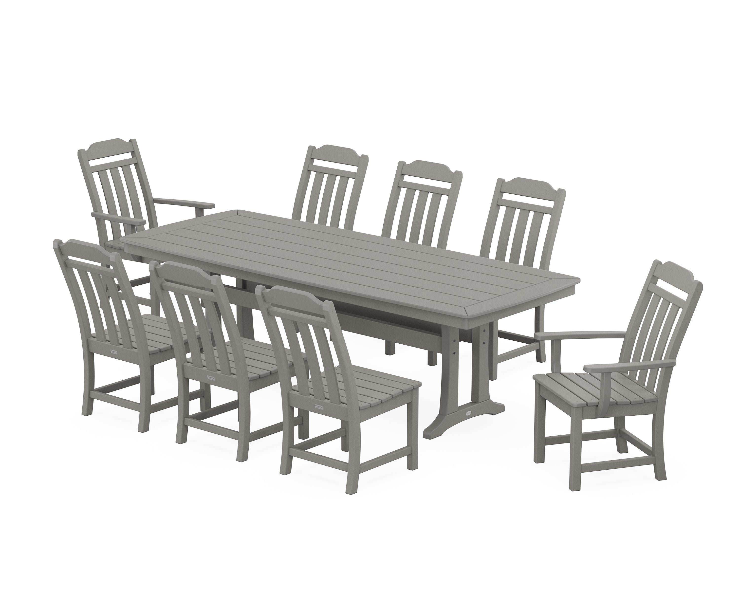 Polywood Country Living 9-Piece Dining Set with Trestle Legs in Slate Grey