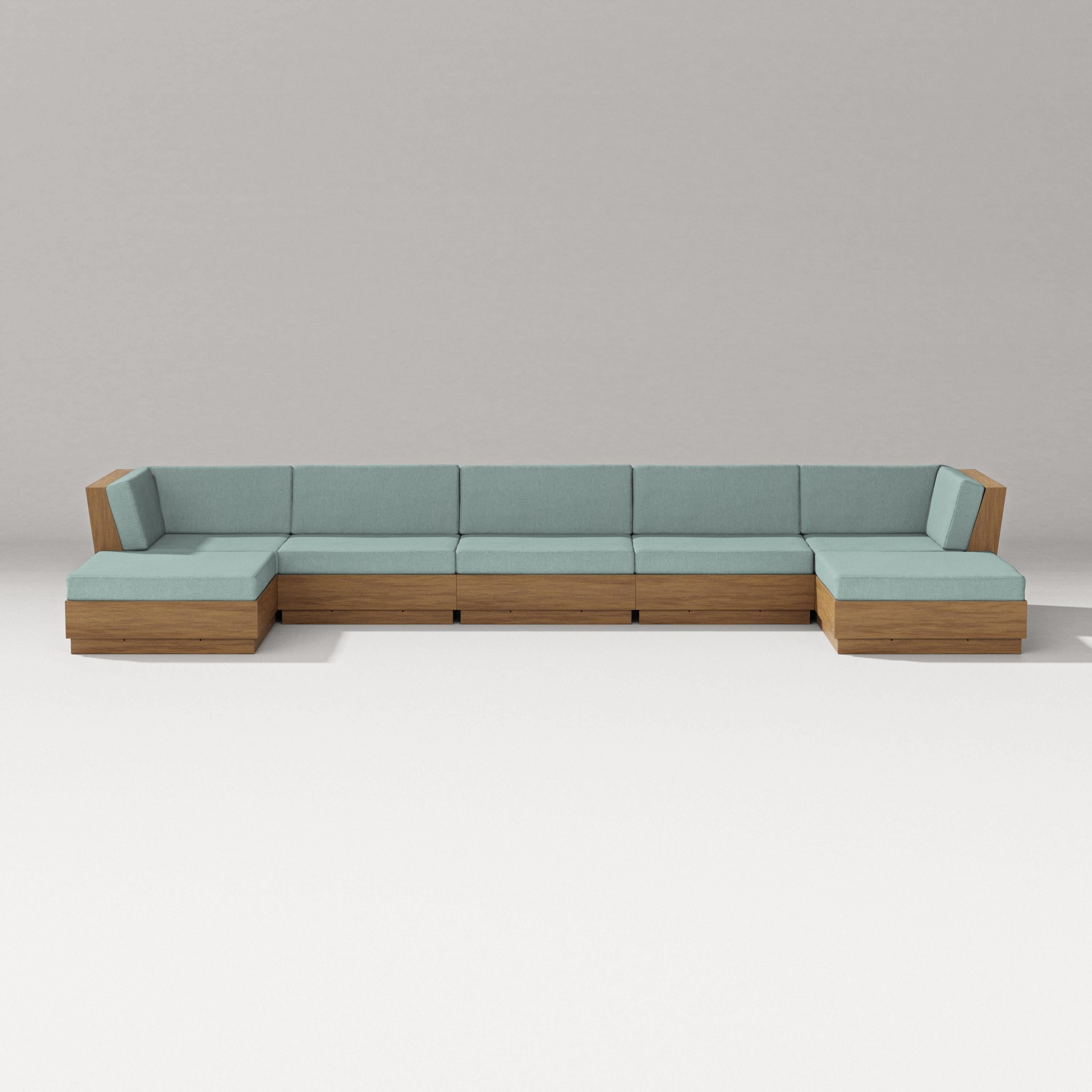 PW Designer Series Elevate 7-Piece Double Chaise Sectional in Natural / Glacier Spa