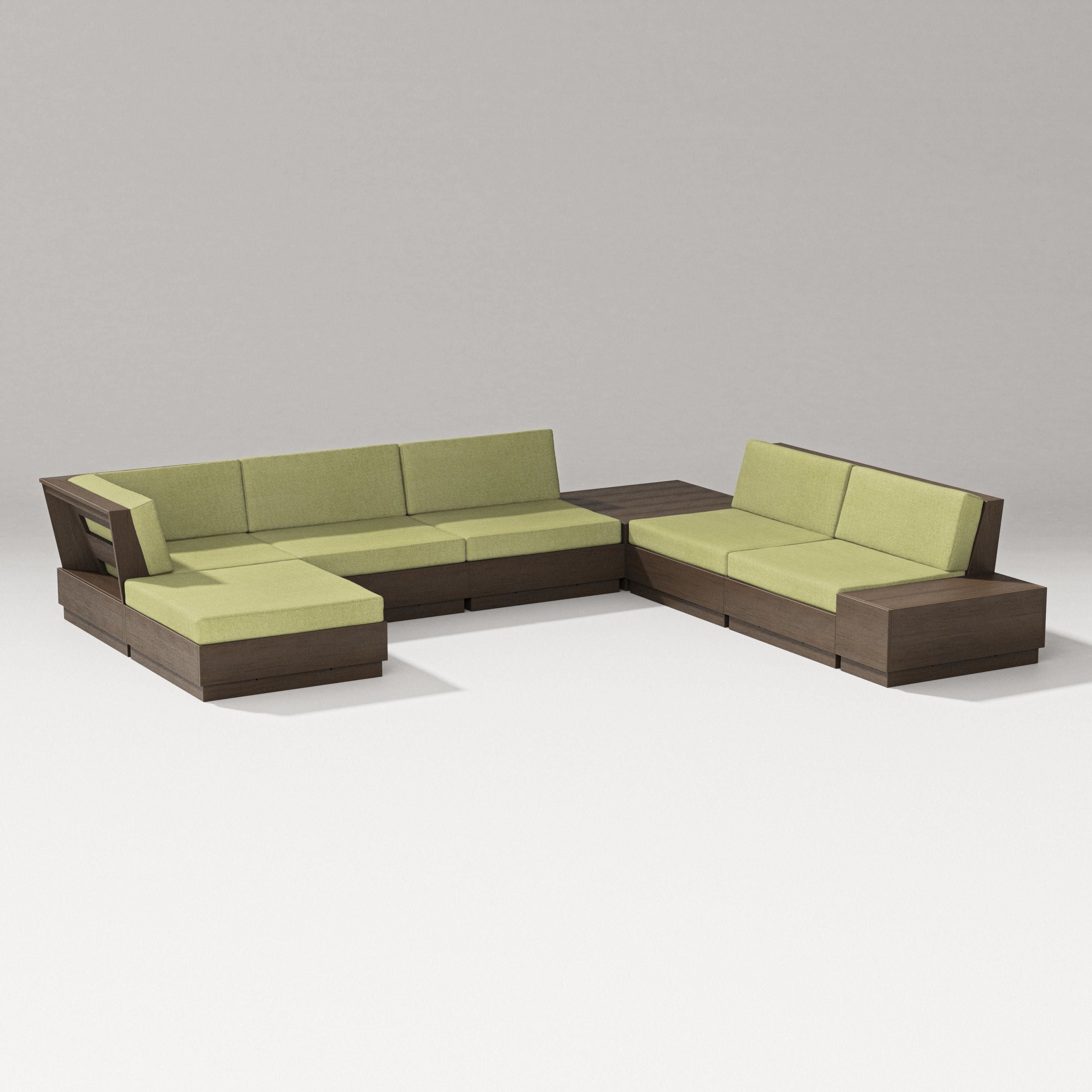 PW Designer Series Elevate 8-Piece Corner Sectional in Kona / Chartreuse Boucle