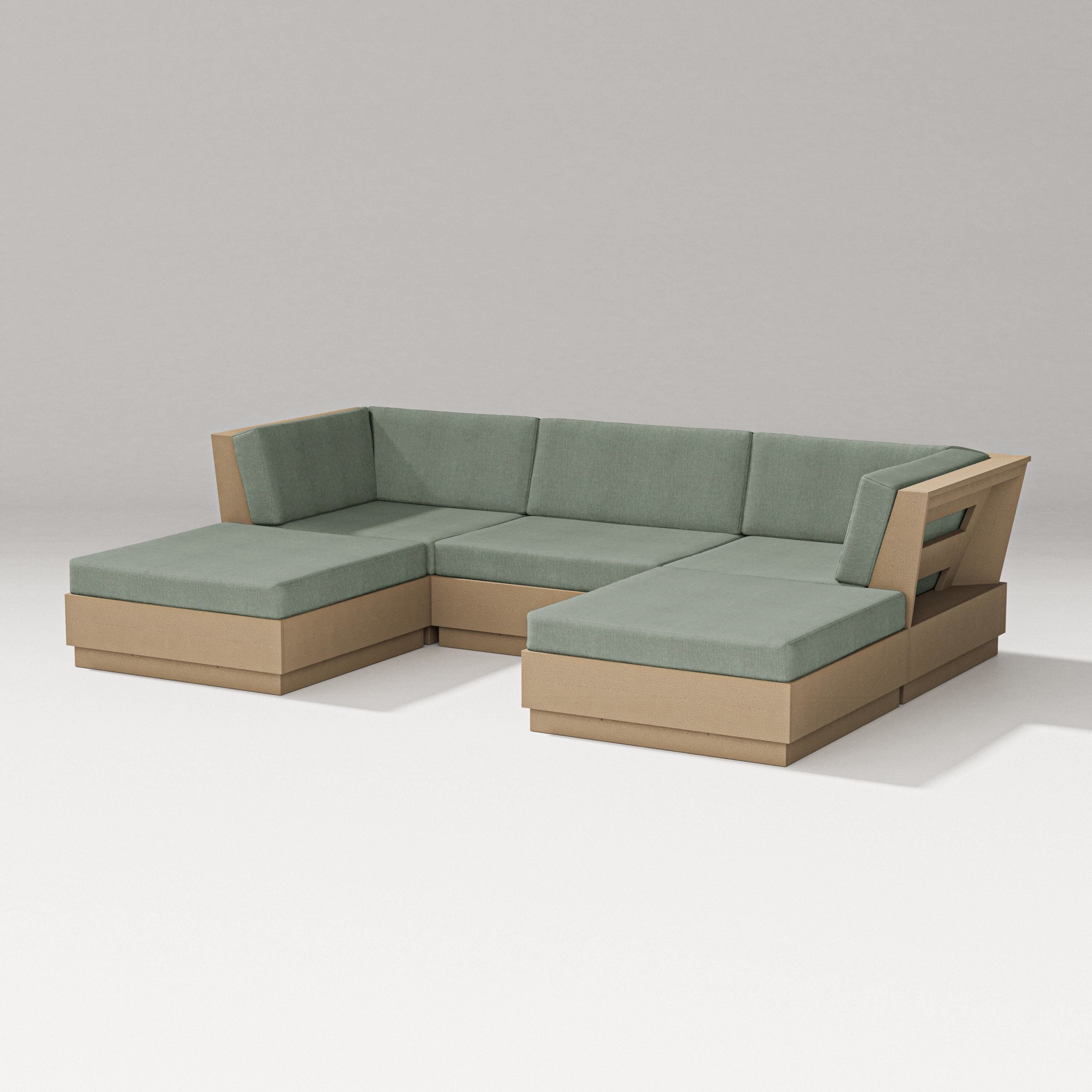 PW Designer Series Elevate Double Chaise Sectional in Vintage Sahara / Cast Sage