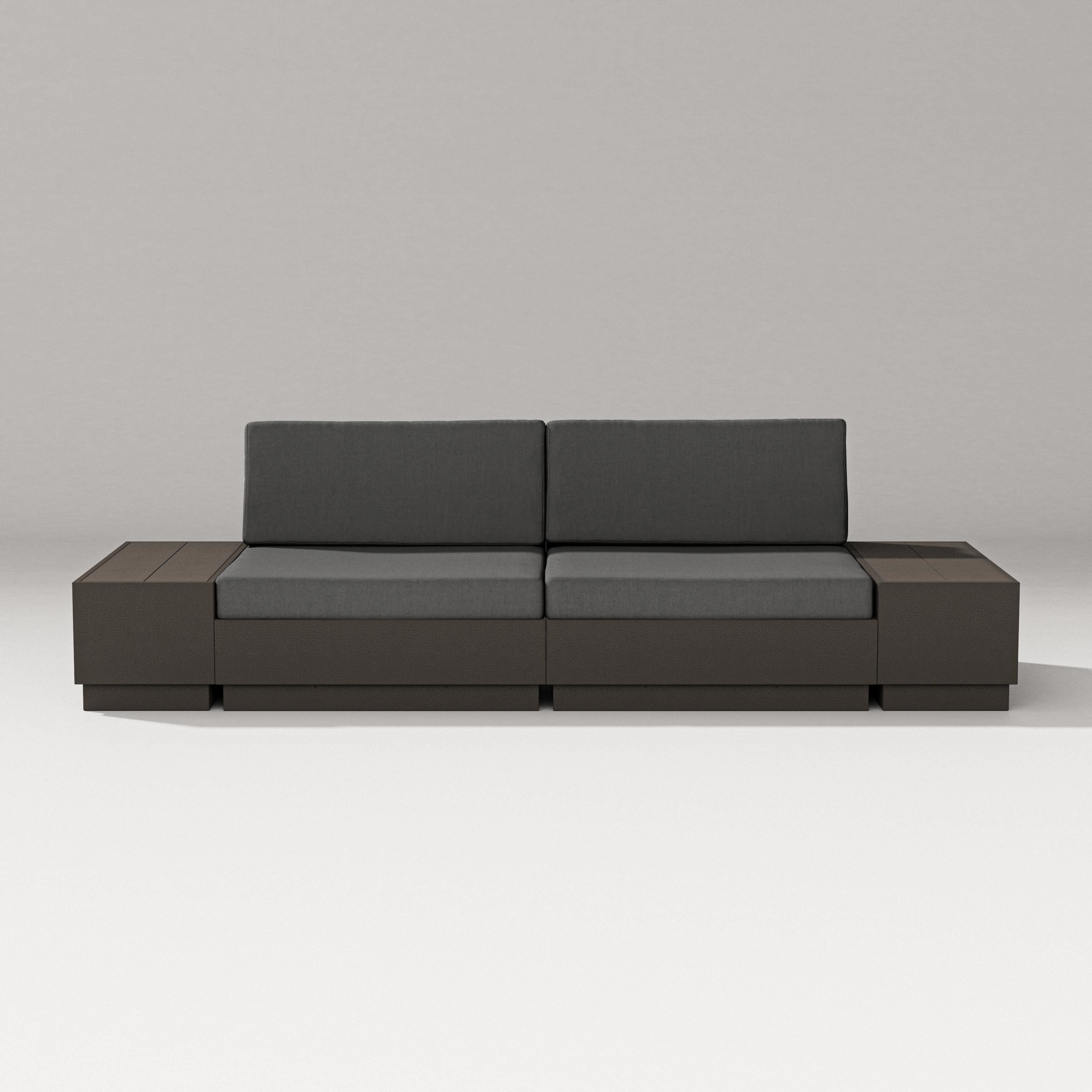PW Designer Series Elevate 4-Piece Loveseat Sectional in Vintage Coffee / Spectrum Carbon