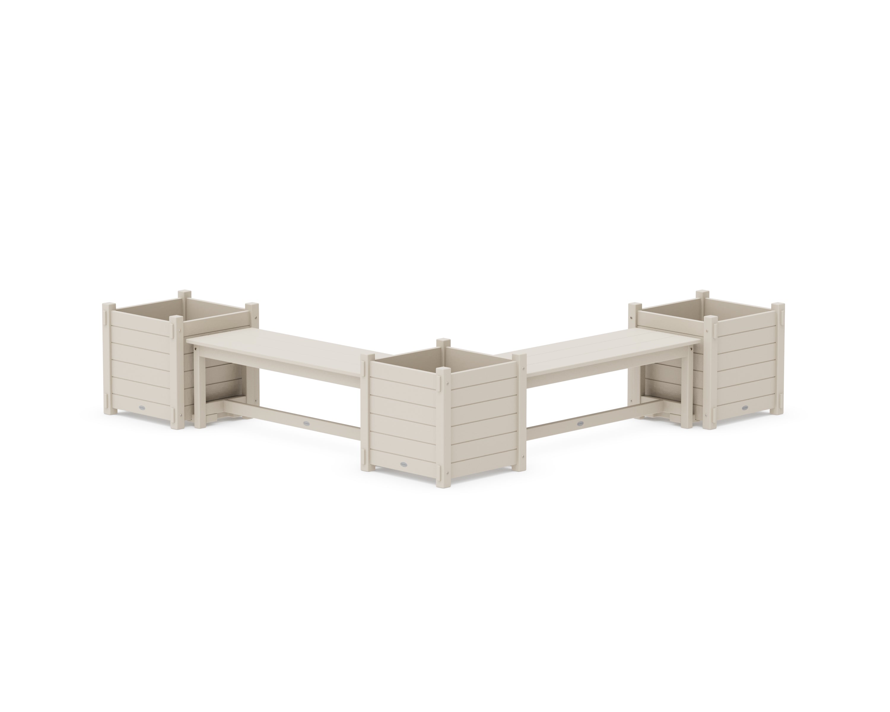 POLYWOOD 48" Nautical L- Shaped Planter Bench Corner Set - Large in Sand