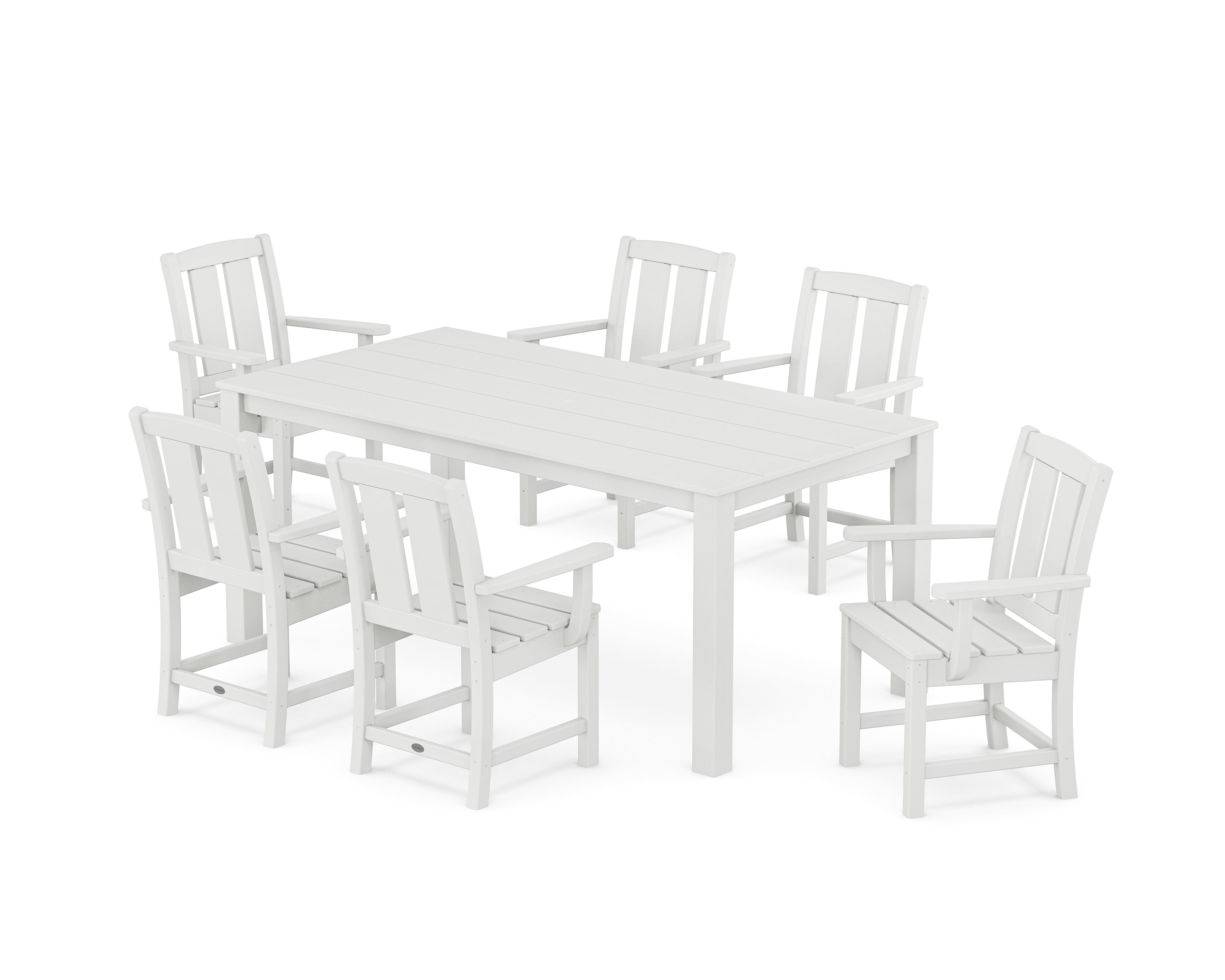 POLYWOOD Mission Arm Chair 7-Piece Parsons Dining Set in White