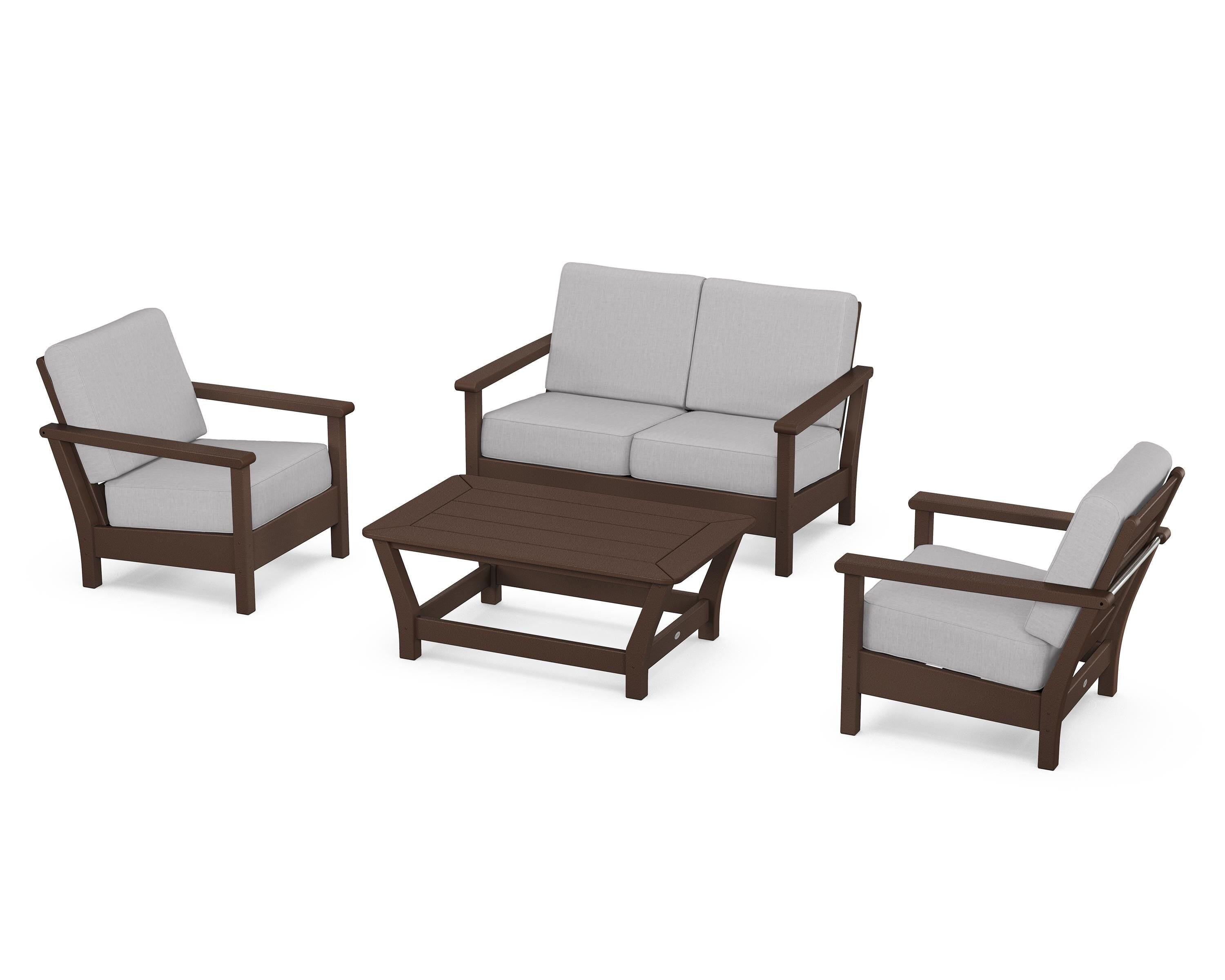POLYWOOD Harbour 4-Piece Deep Seating Set in Mahogany / Granite