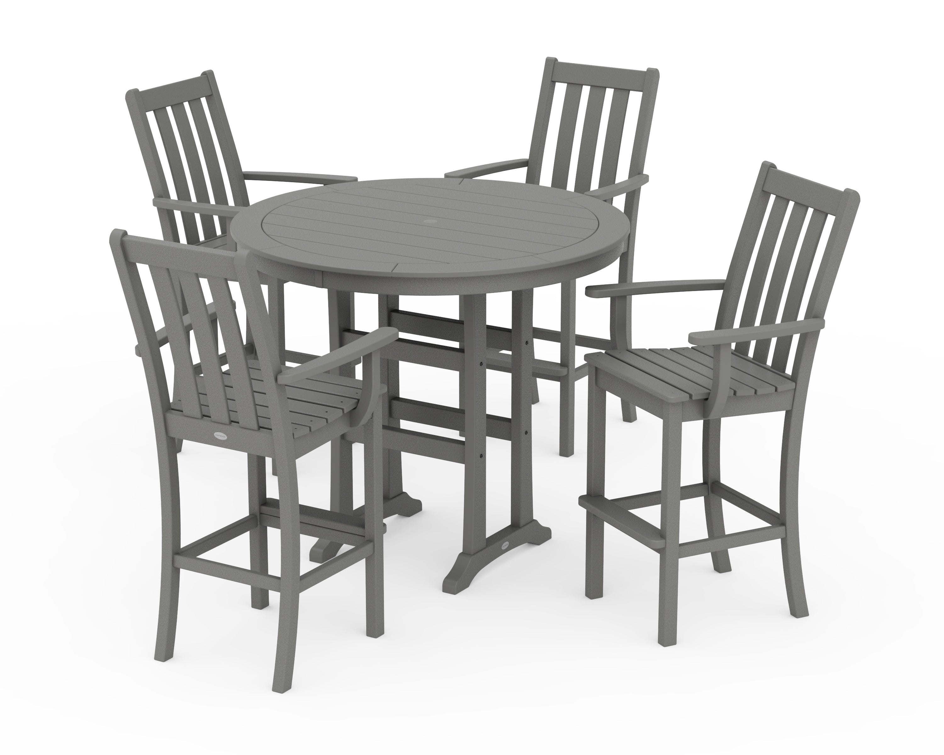 POLYWOOD Vineyard 5-Piece Round Bar Set in Slate Grey