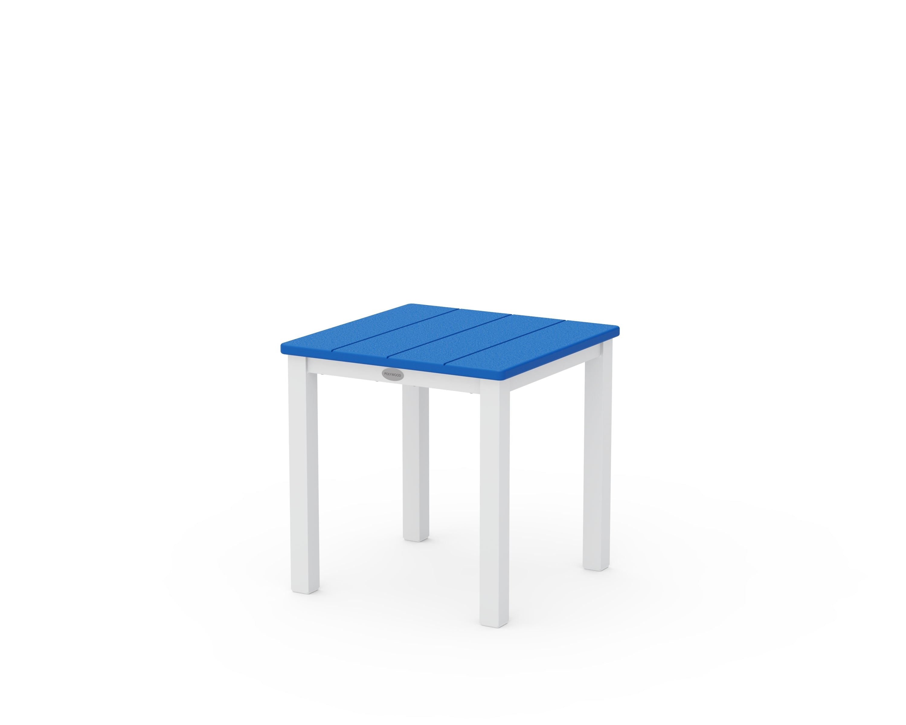 POLYWOOD Main Street 18" Side Table in White / Pacific Blue