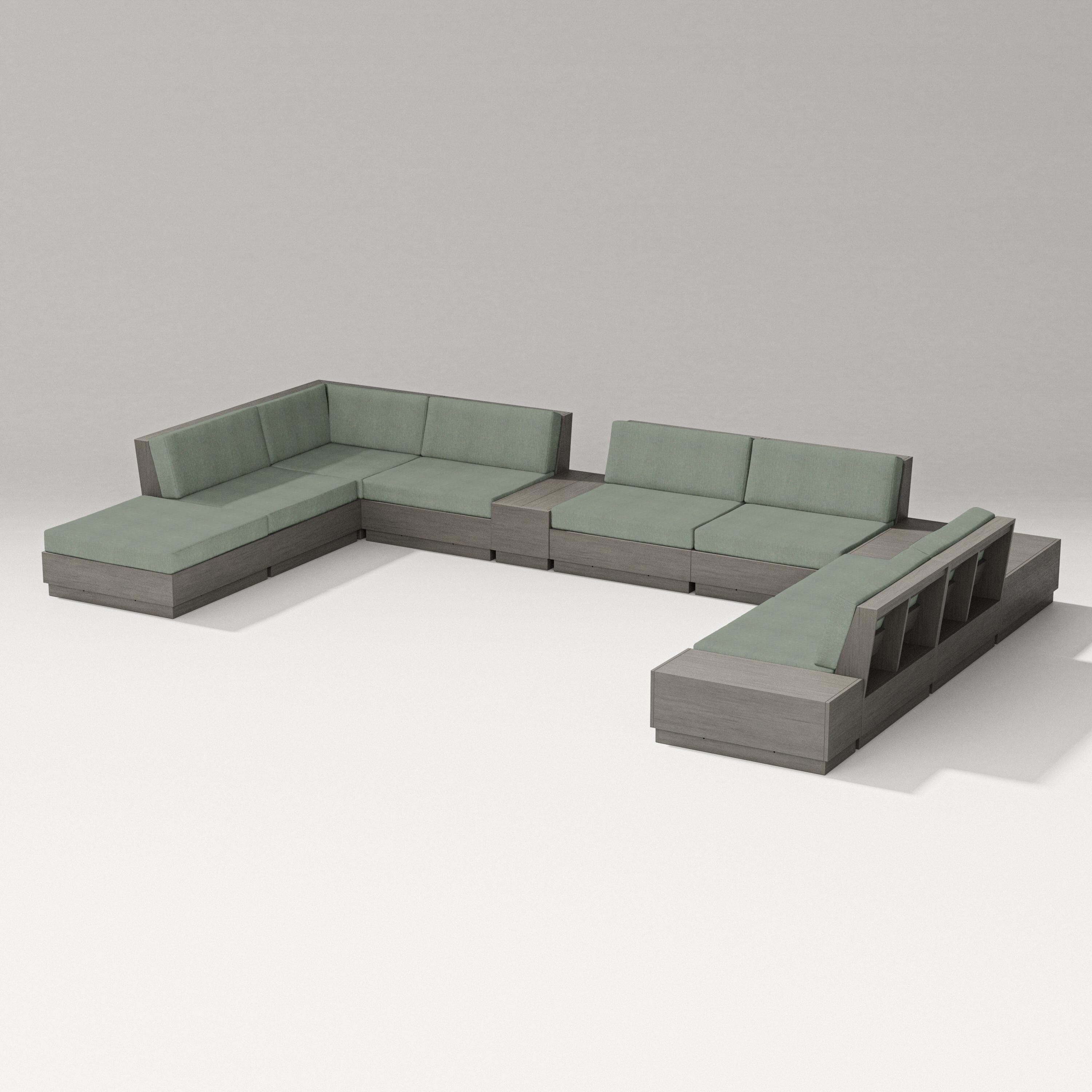 PW Designer Series Elevate 11-Piece Conversation Sectional Set in Driftwood / Cast Sage
