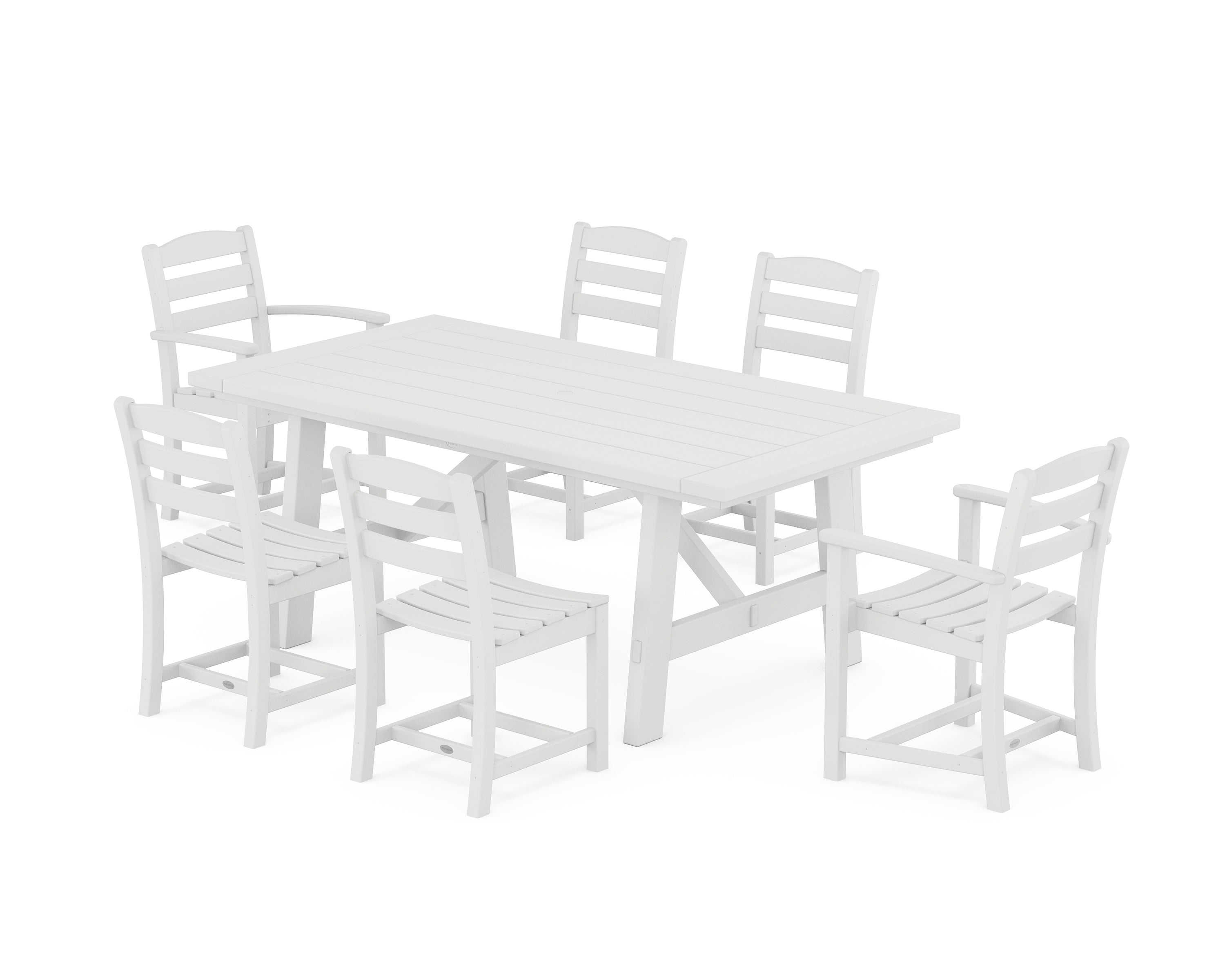 POLYWOOD La Casa Café 7-Piece Rustic Farmhouse Dining Set in White