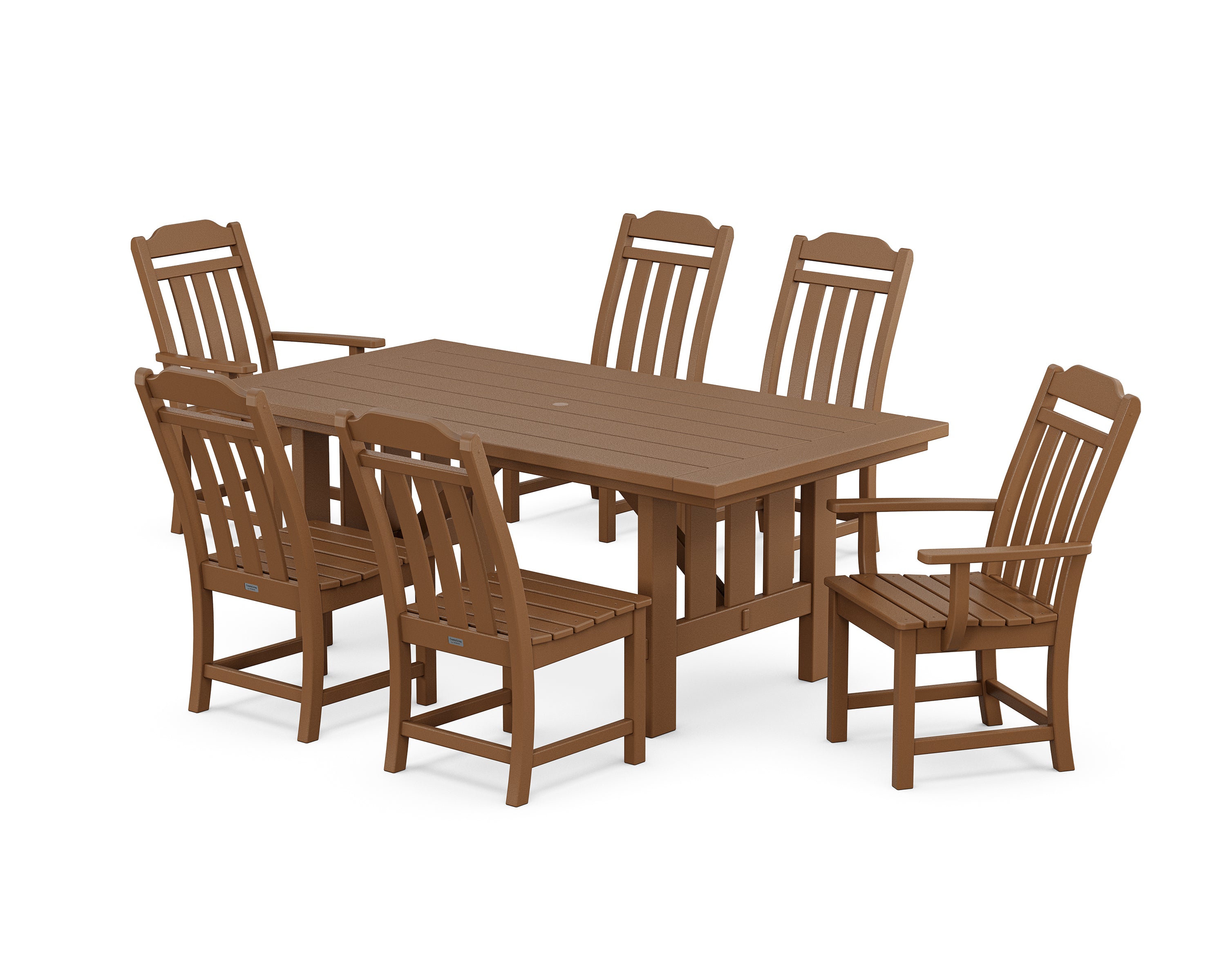 POLYWOOD Cottage 7-Piece Dining Set with Mission Table in Teak