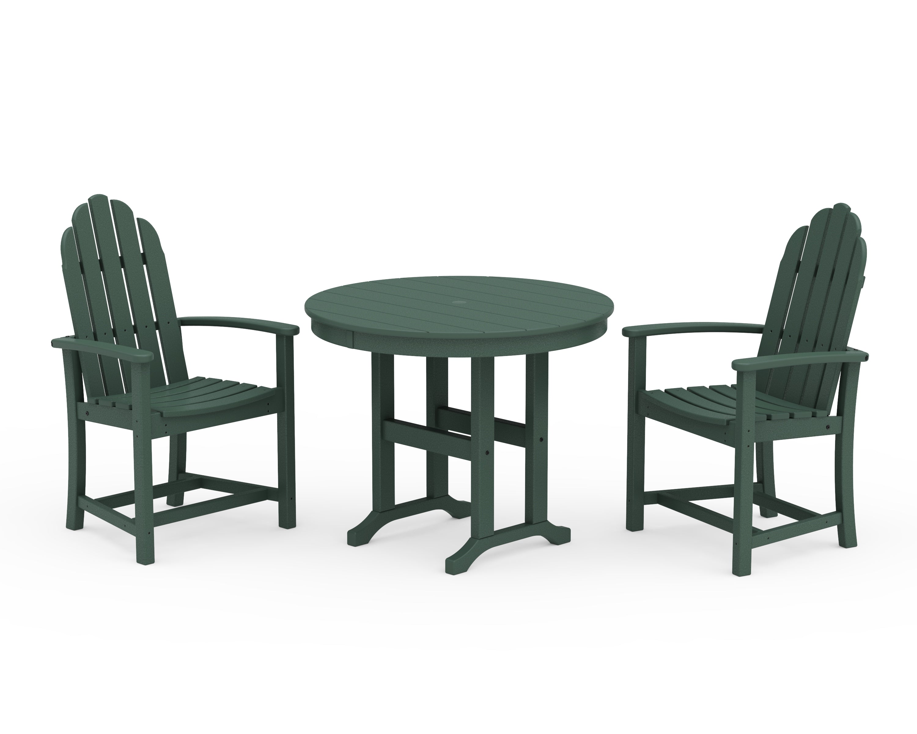 POLYWOOD Classic Adirondack 3-Piece Round Dining Set in Green