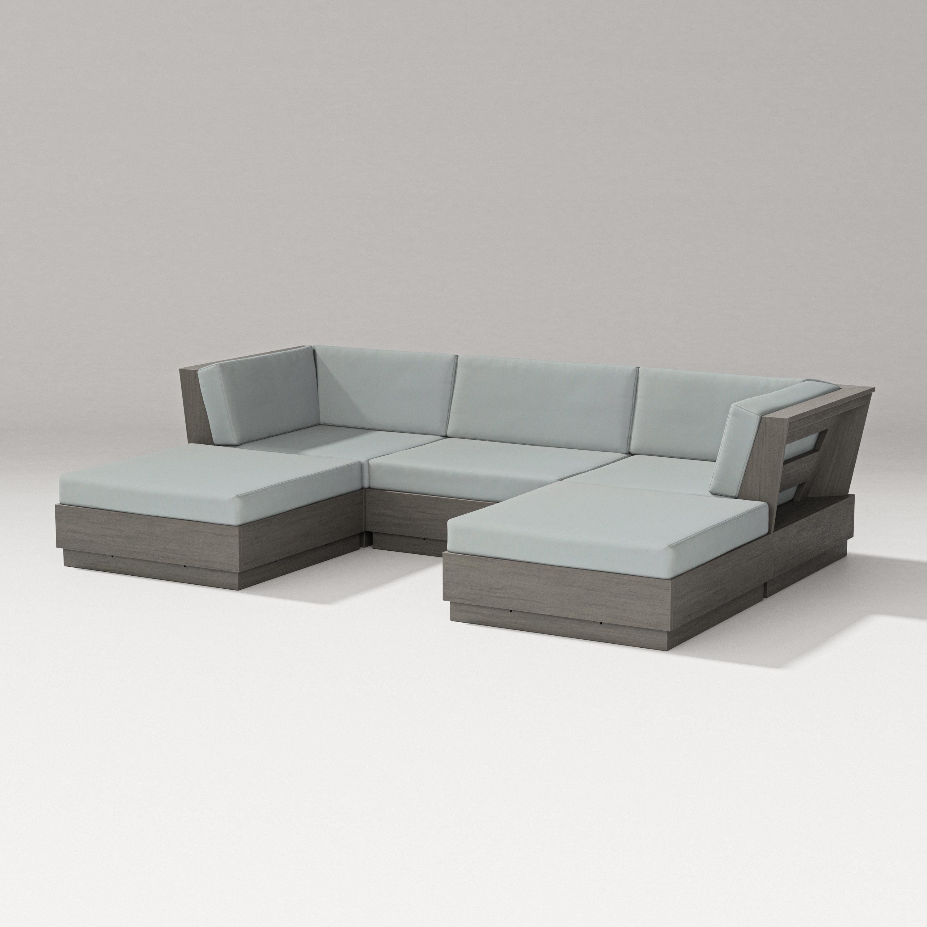 PW Designer Series Elevate Double Chaise Sectional in Driftwood / Spa