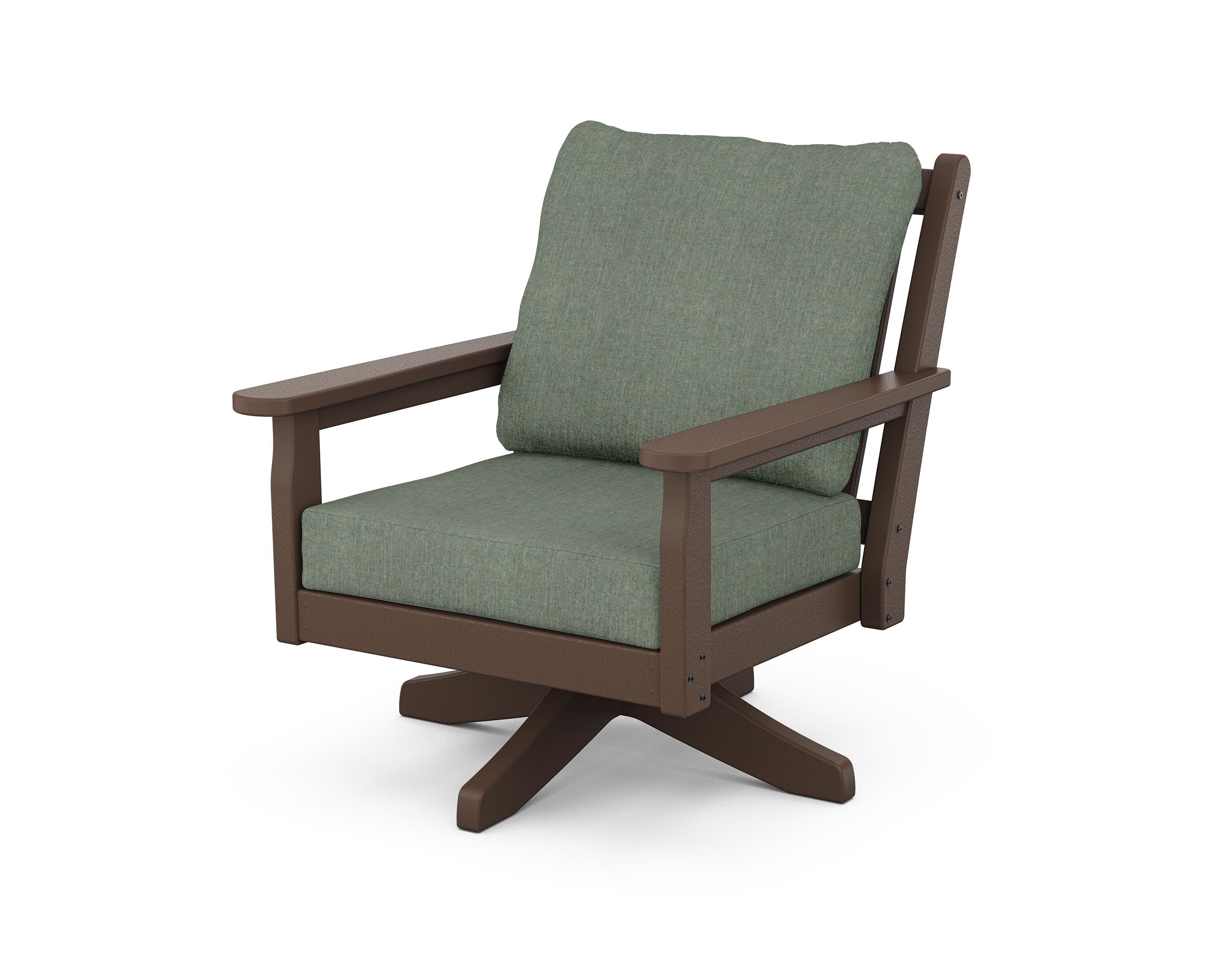 POLYWOOD Chippendale Deep Seating Swivel Chair in Mahogany / Cast Sage