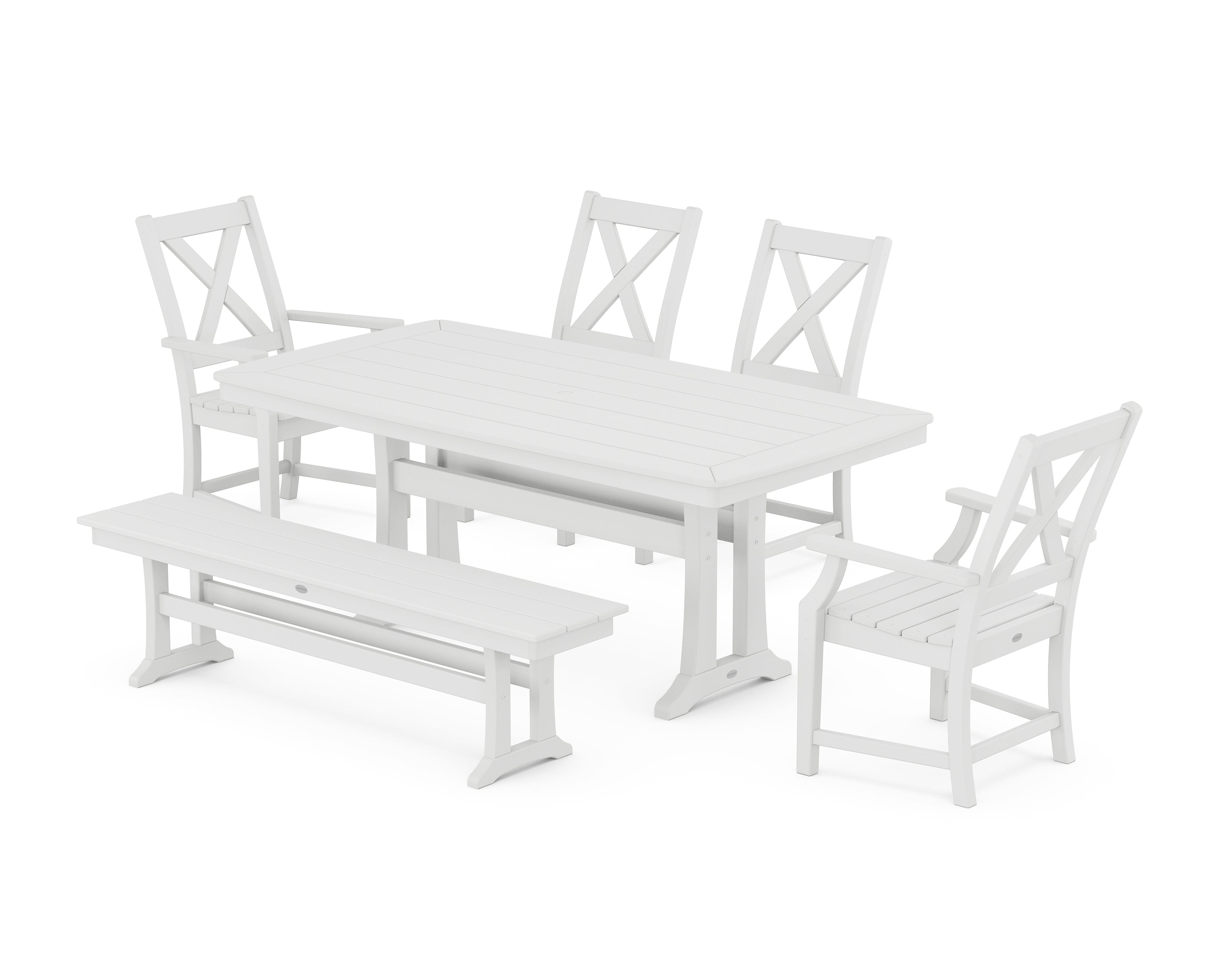 POLYWOOD® Braxton 6-Piece Dining Set with Trestle Legs in White