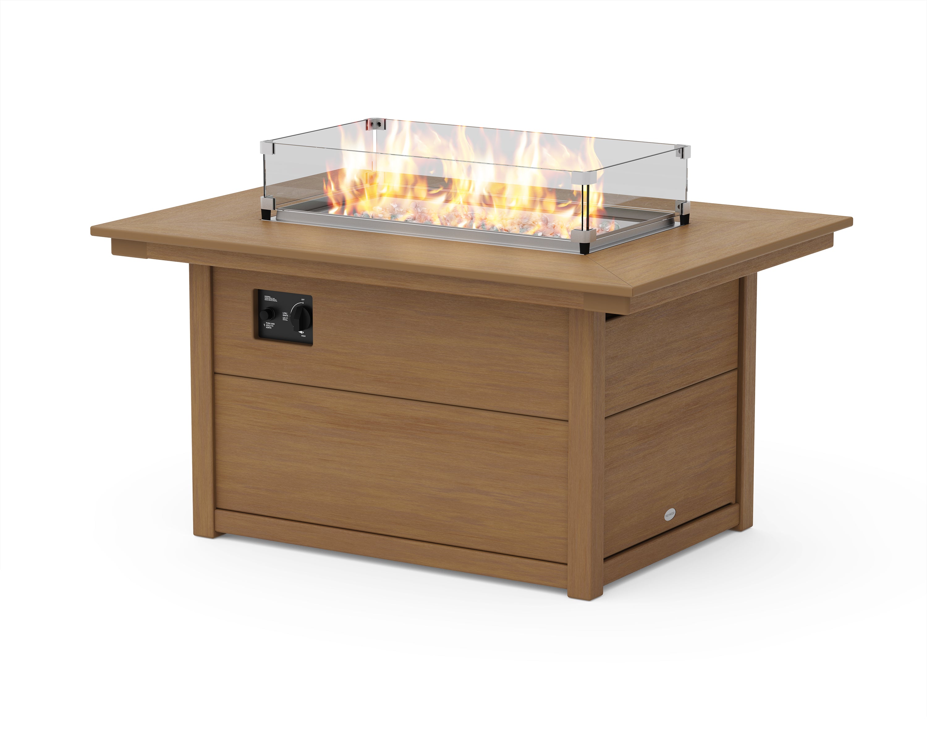 POLYWOOD Rectangle 34" X 46" Fire Pit Table in Natural