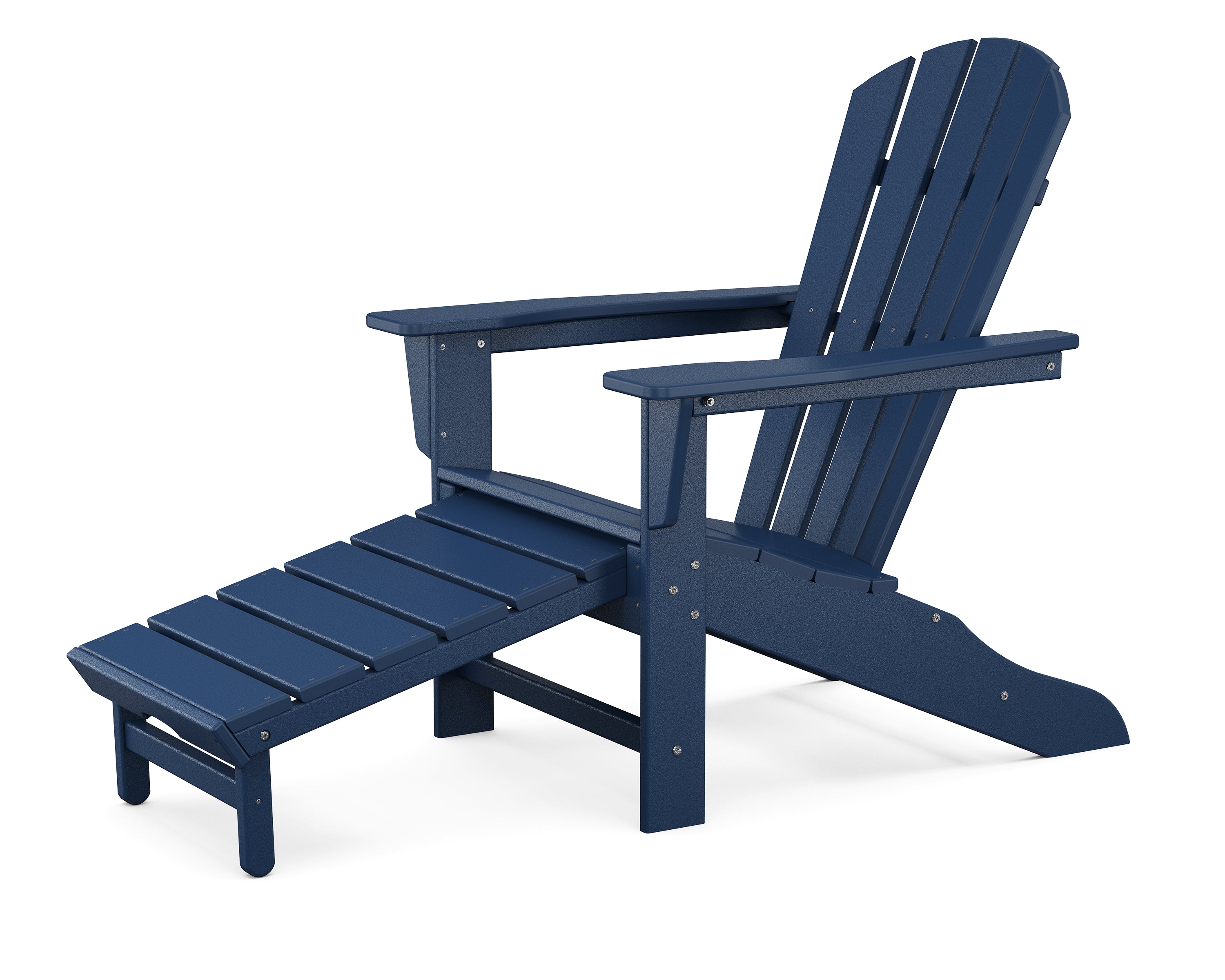 POLYWOOD Palm Coast Ultimate Adirondack with Hideaway Ottoman in Navy