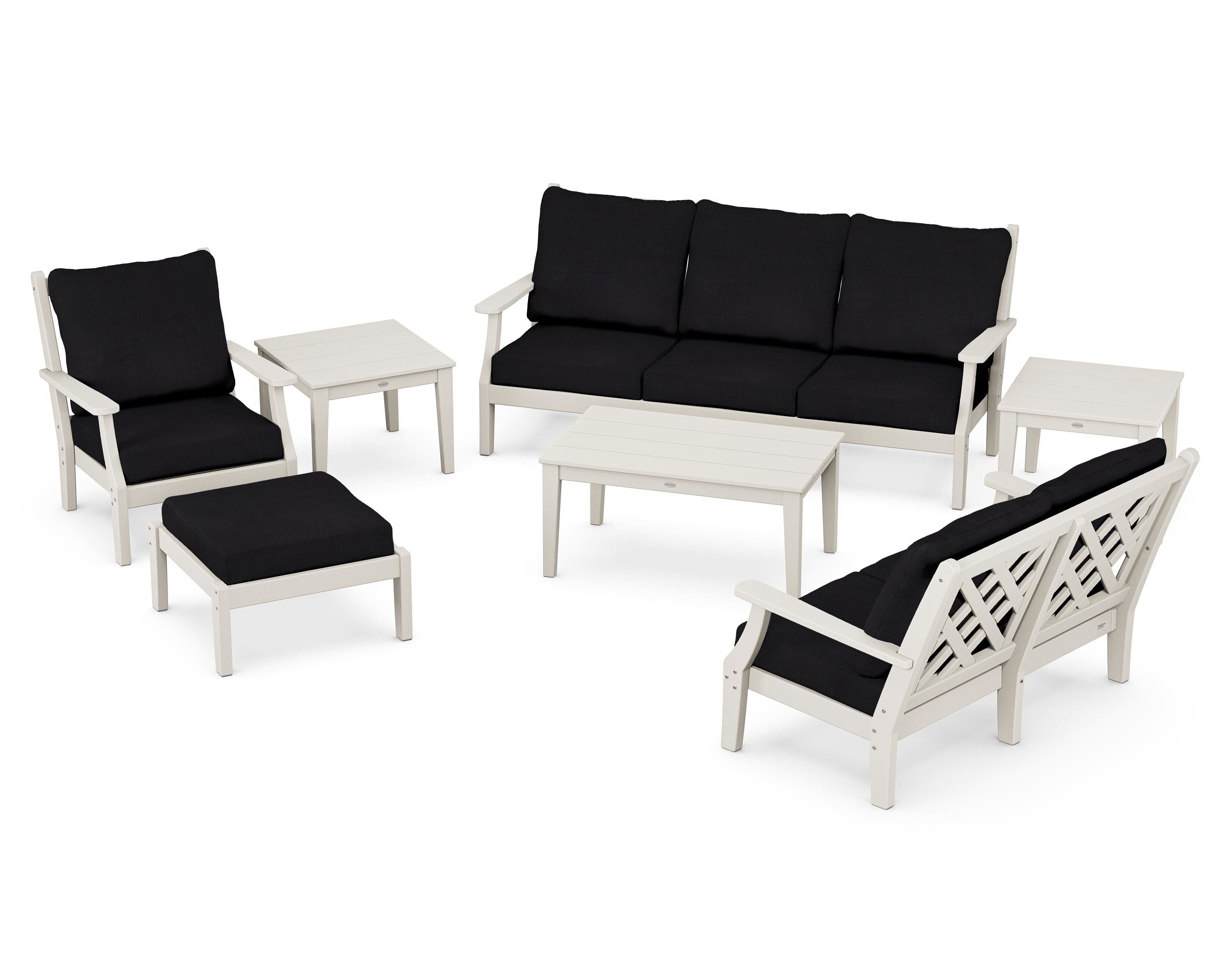 Country Living Wovendale 7-Piece Deep Seating Set in Sand / Midnight Linen