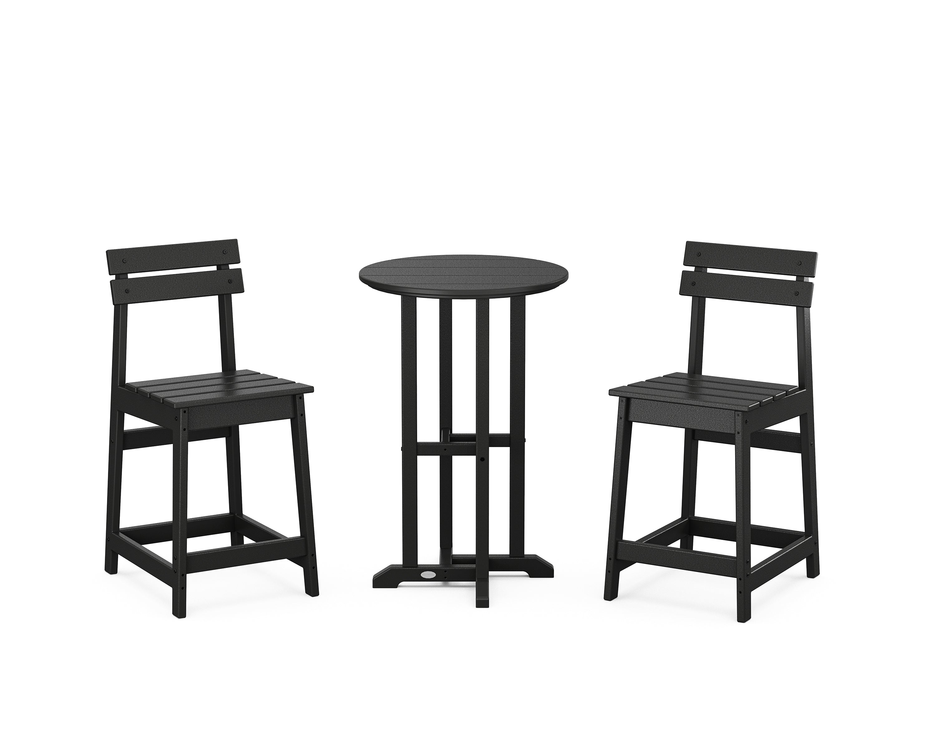 POLYWOOD Modern Studio Plaza 3-Piece Bistro Counter Set in Black