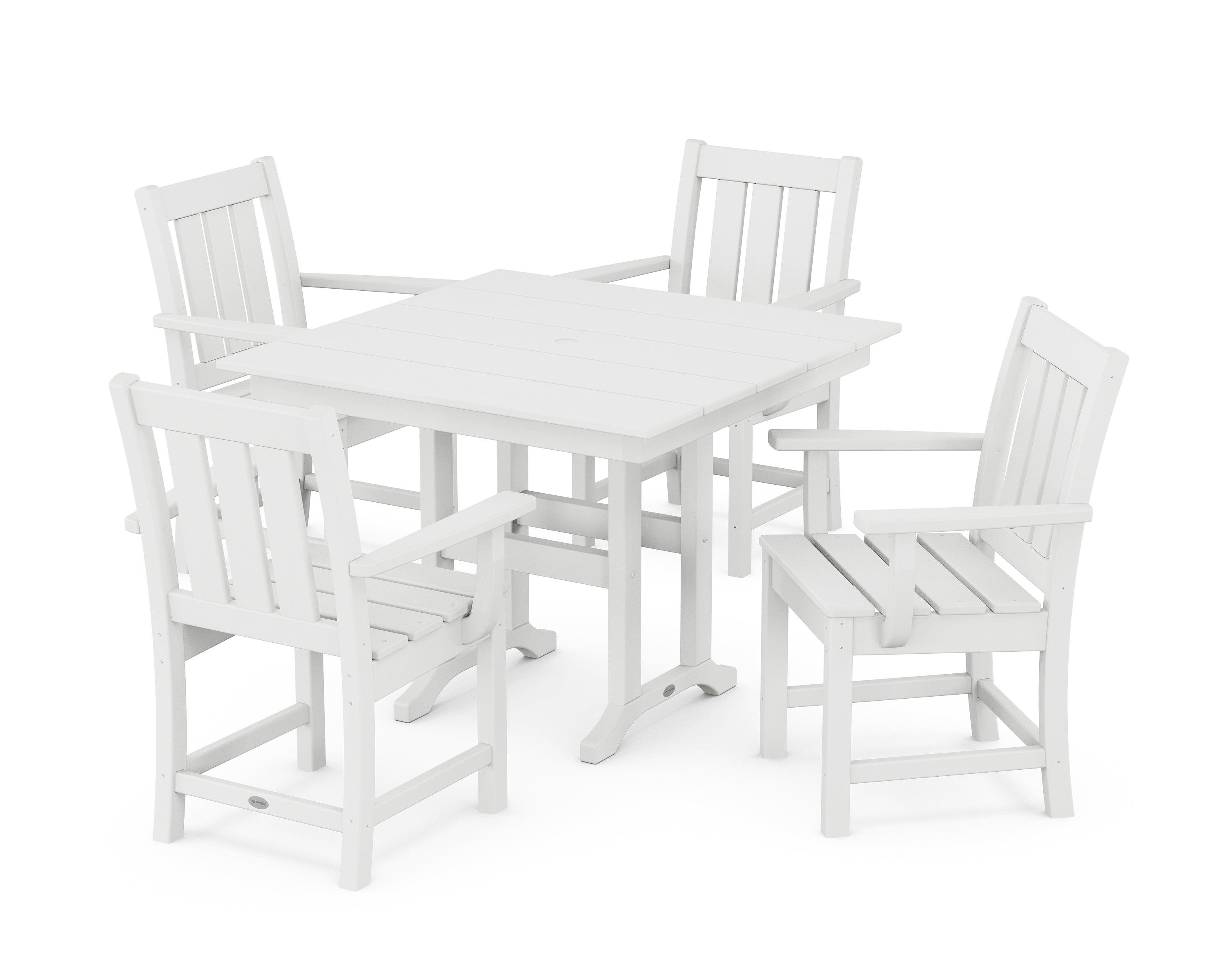 POLYWOOD Oxford 5-Piece Farmhouse Dining Set in White