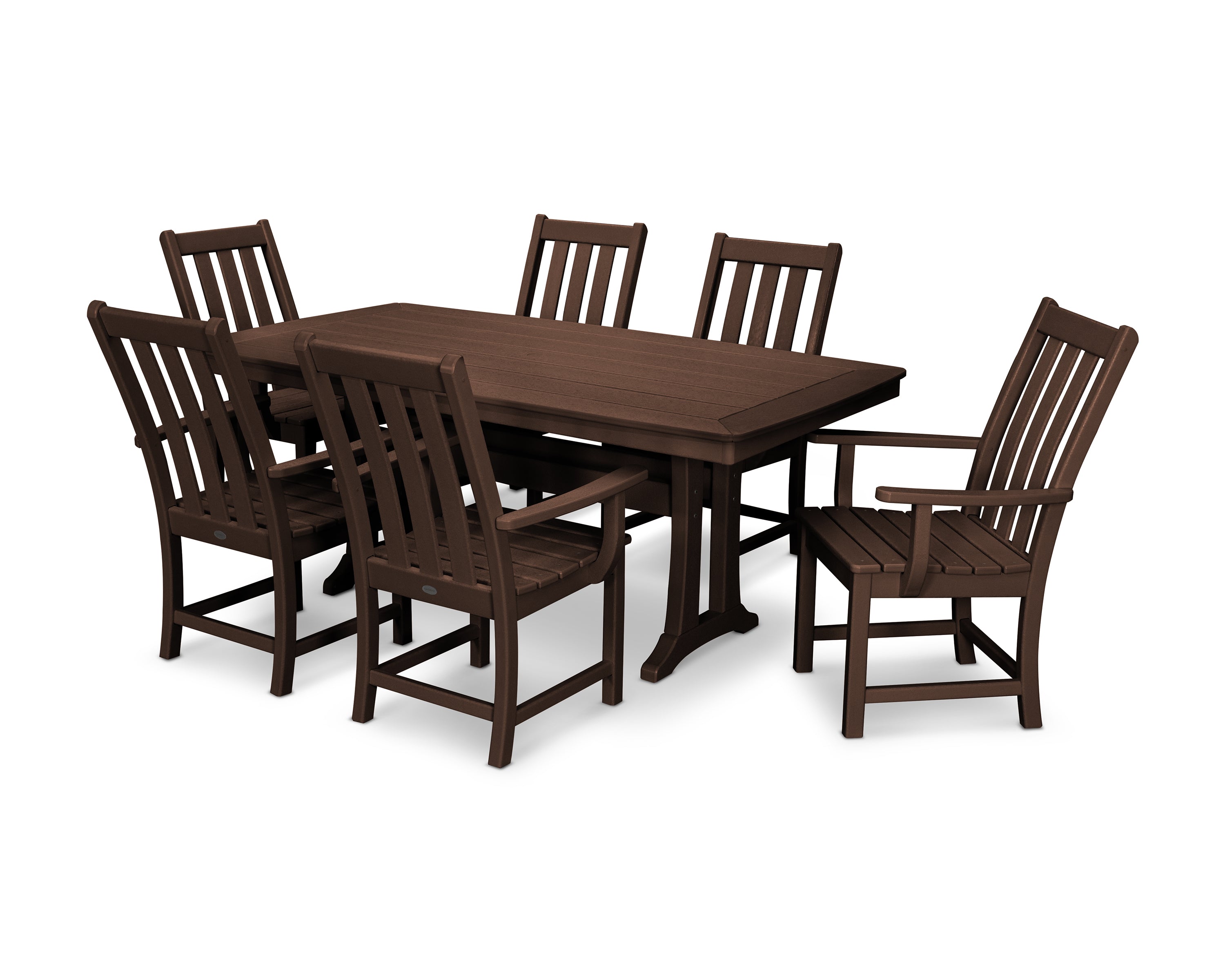 POLYWOOD Vineyard 7-Piece Arm Chair Dining Set in Mahogany