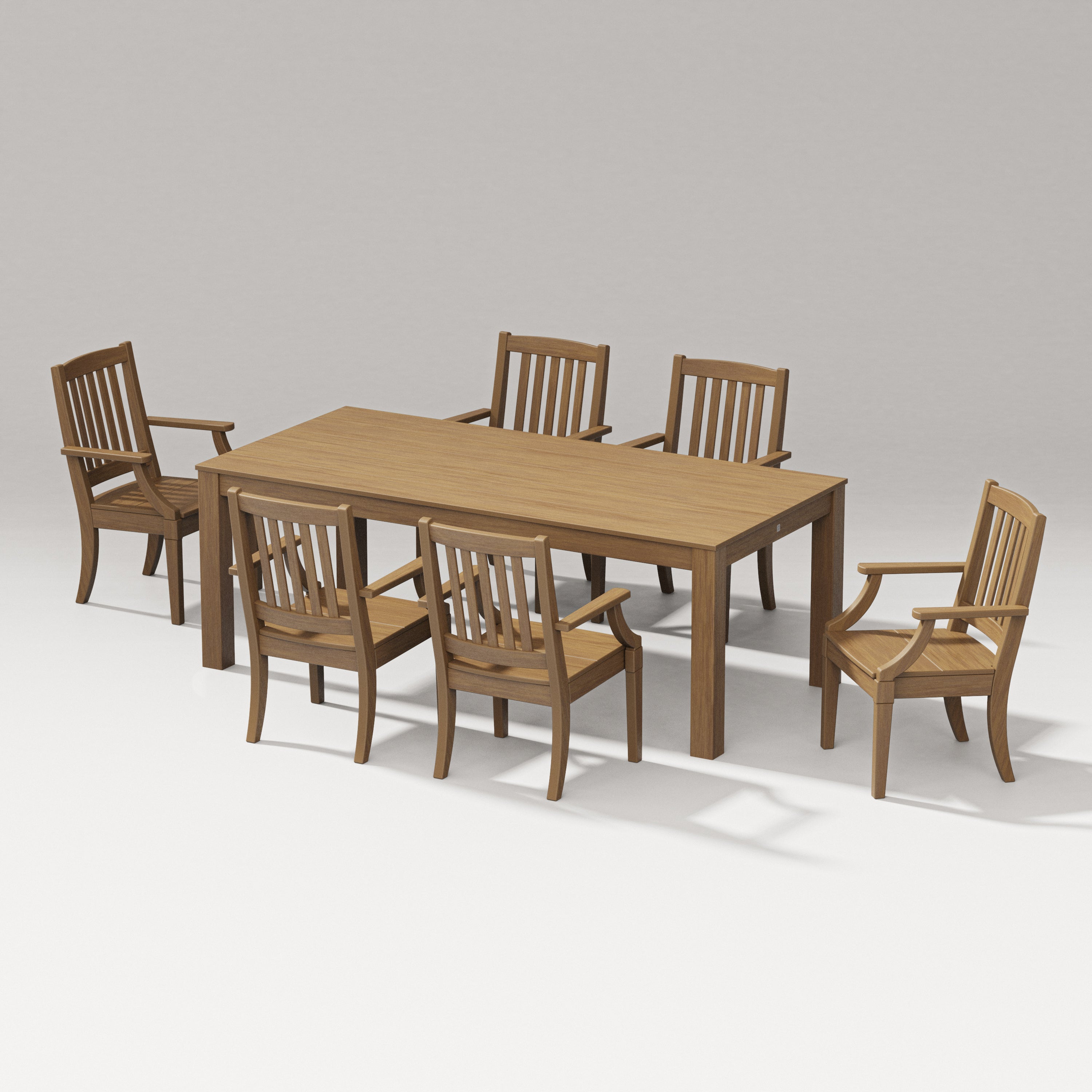 PW Designer Series Estate Arm Chair 7-Piece Parsons Table Dining Set in Natural