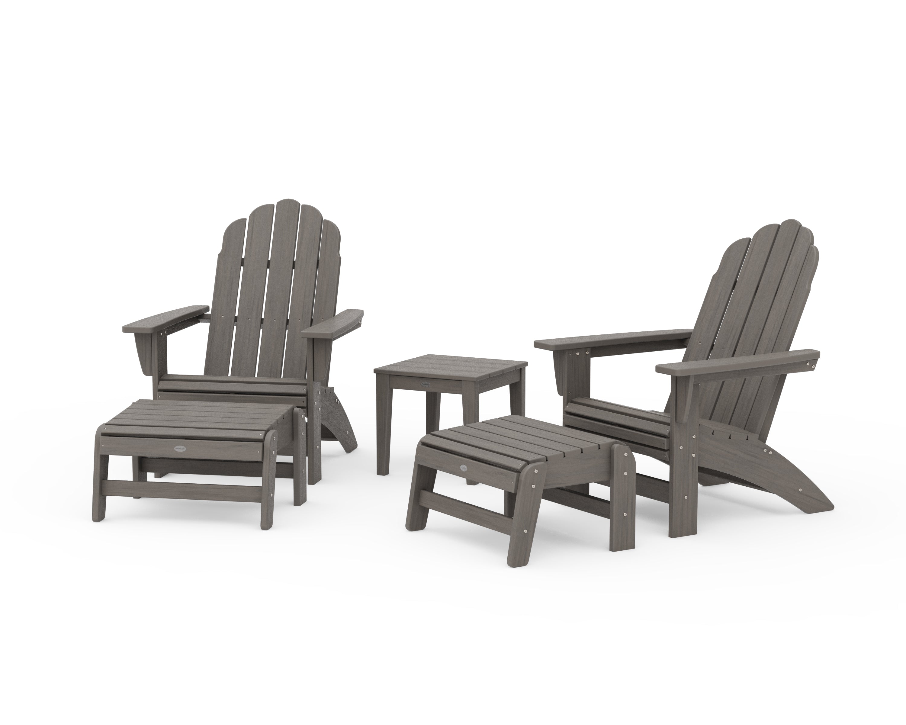 POLYWOOD 5-Piece Vineyard Grand Adirondack Set in Driftwood