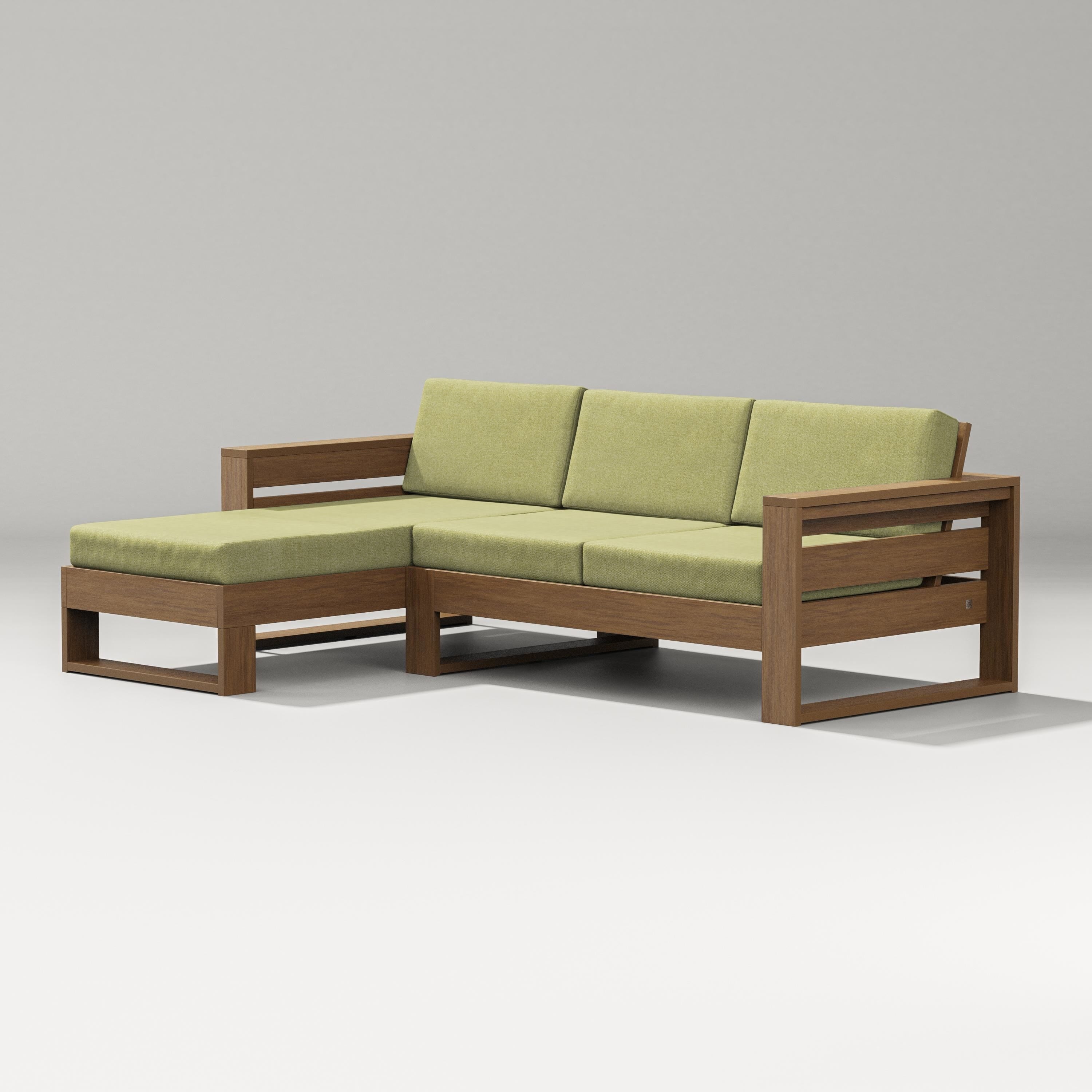 PW Designer Series Latitude Left Chaise Sectional in Natural / Chartreuse Boucle