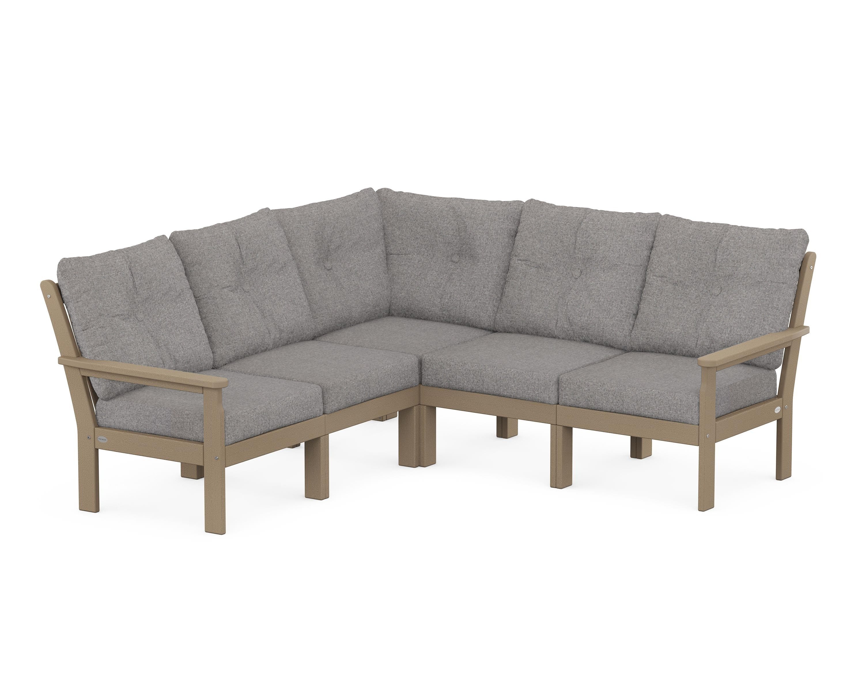POLYWOOD Vineyard 5-Piece Sectional in Vintage Sahara / Grey Mist