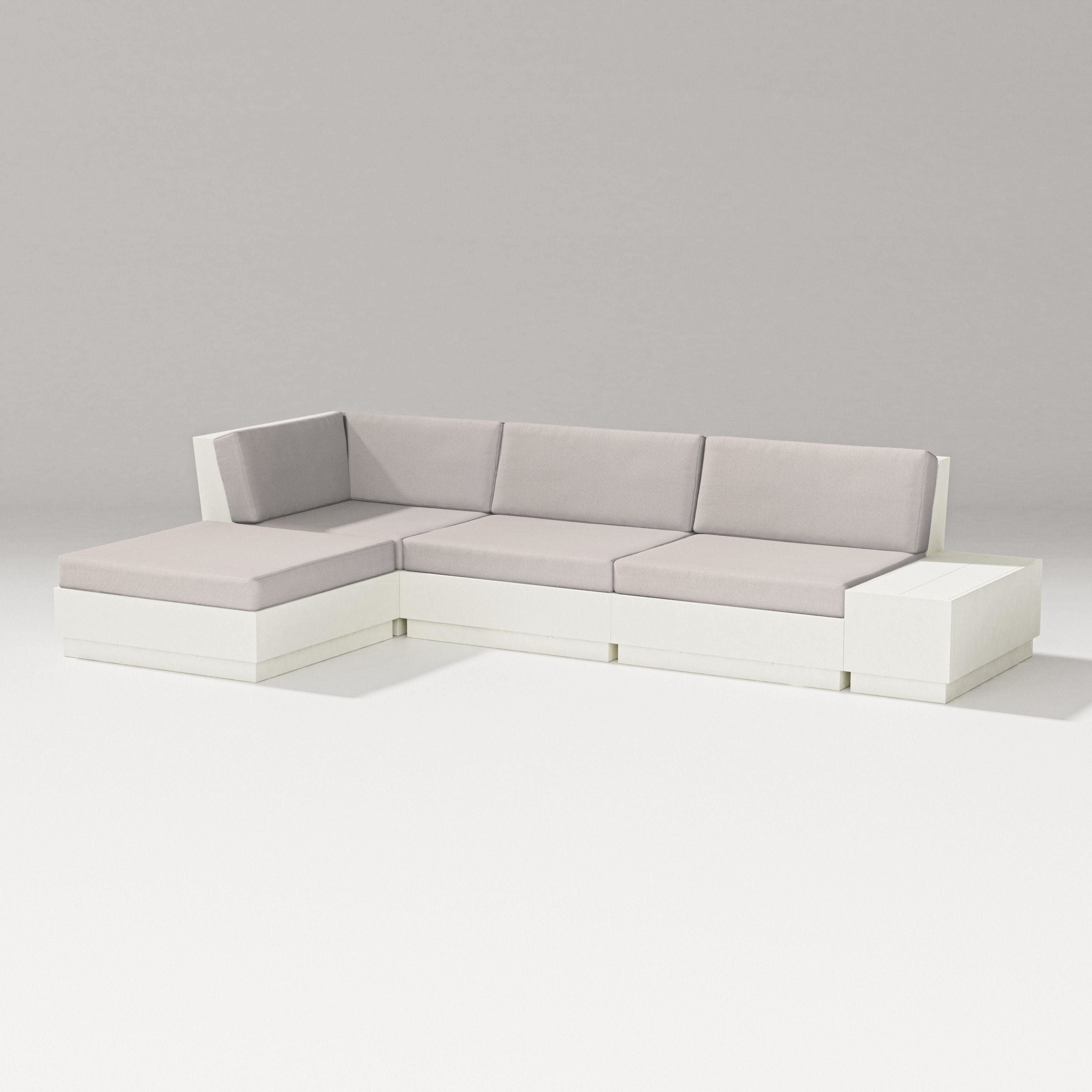 PW Designer Series Elevate Chaise Sectional in Vintage White / Dune Burlap
