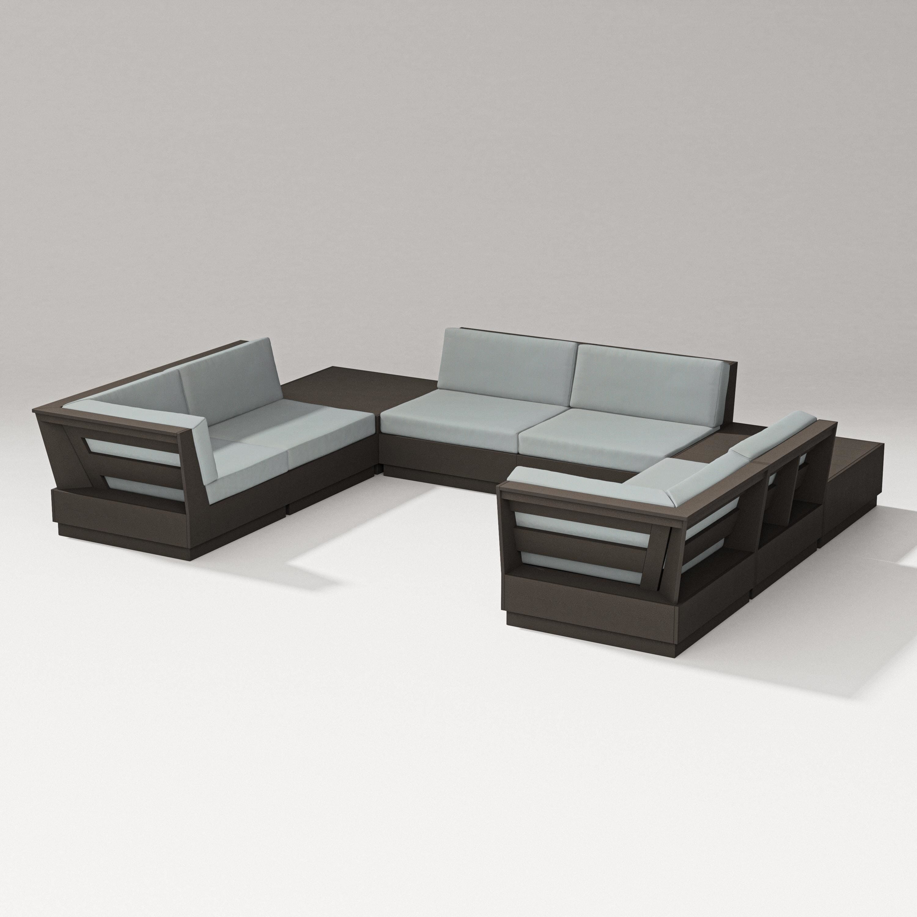 PW Designer Series Elevate 8-Piece U-Shaped Sectional in Vintage Coffee / Spa