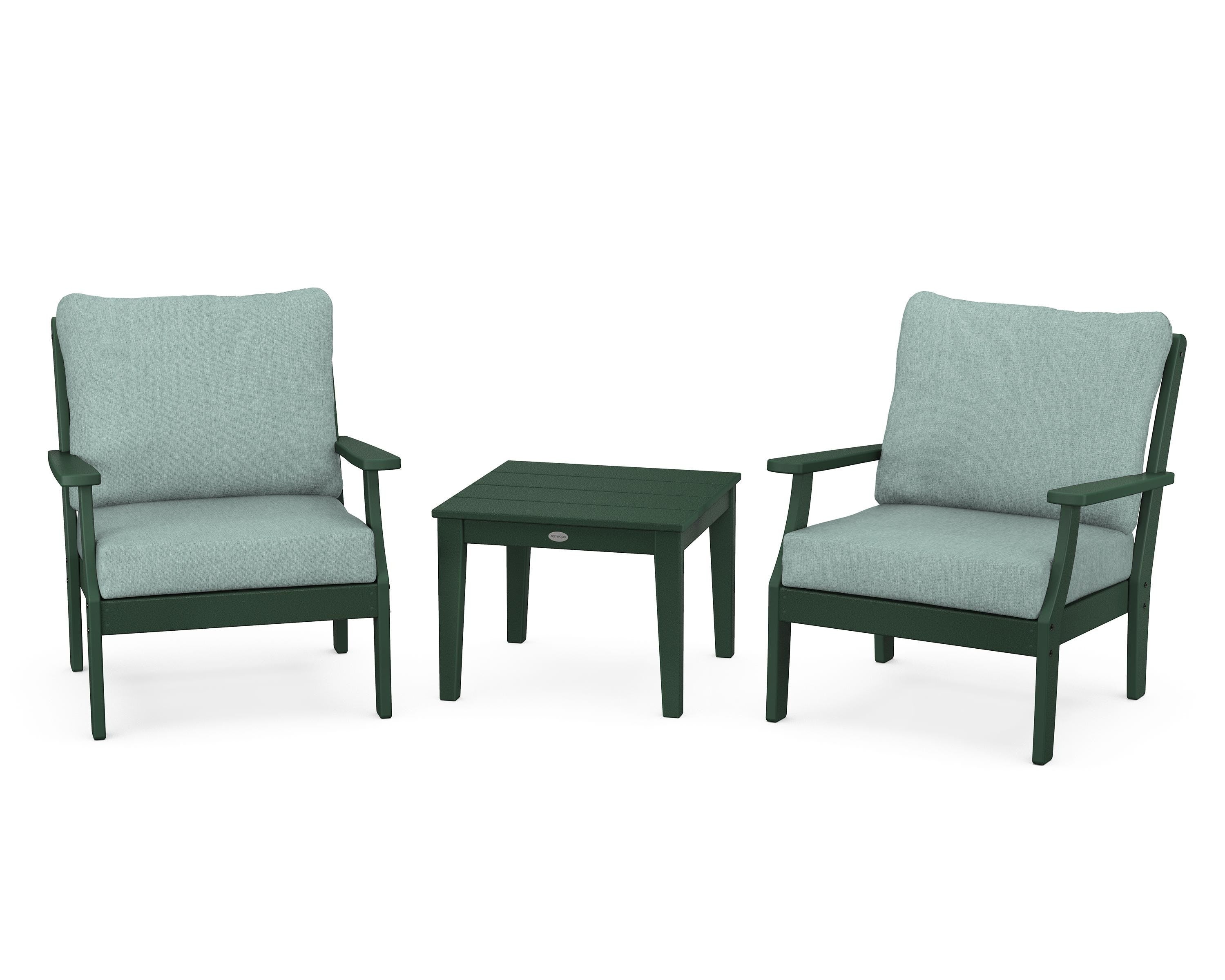 POLYWOOD Braxton 3-Piece Deep Seating Set in Green / Glacier Spa