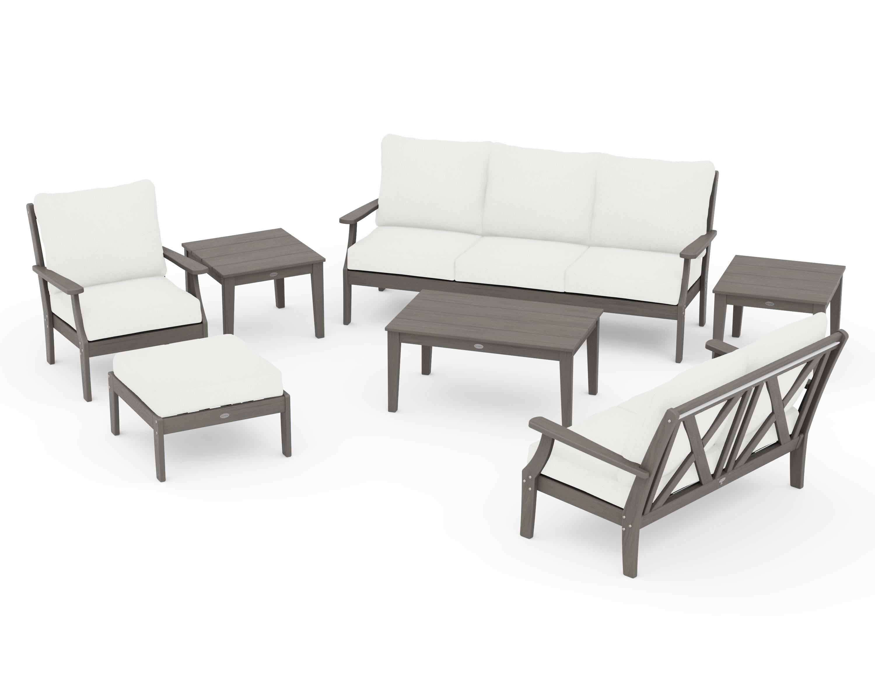POLYWOOD Braxton 7-Piece Deep Seating Set in Driftwood / Natural Linen