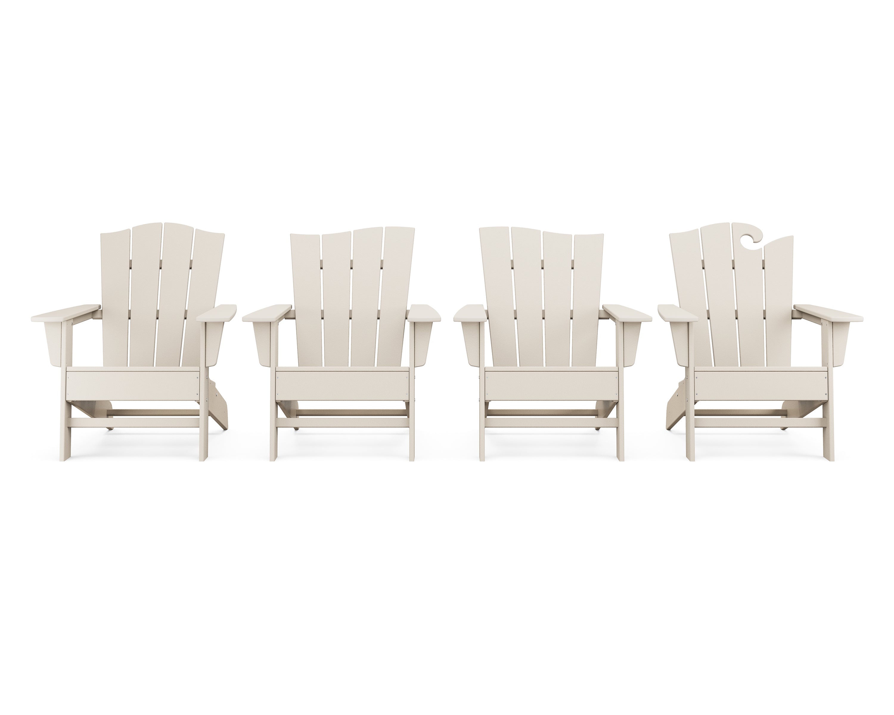 POLYWOOD® Wave Collection 4-Piece Adirondack Chair Set in Sand