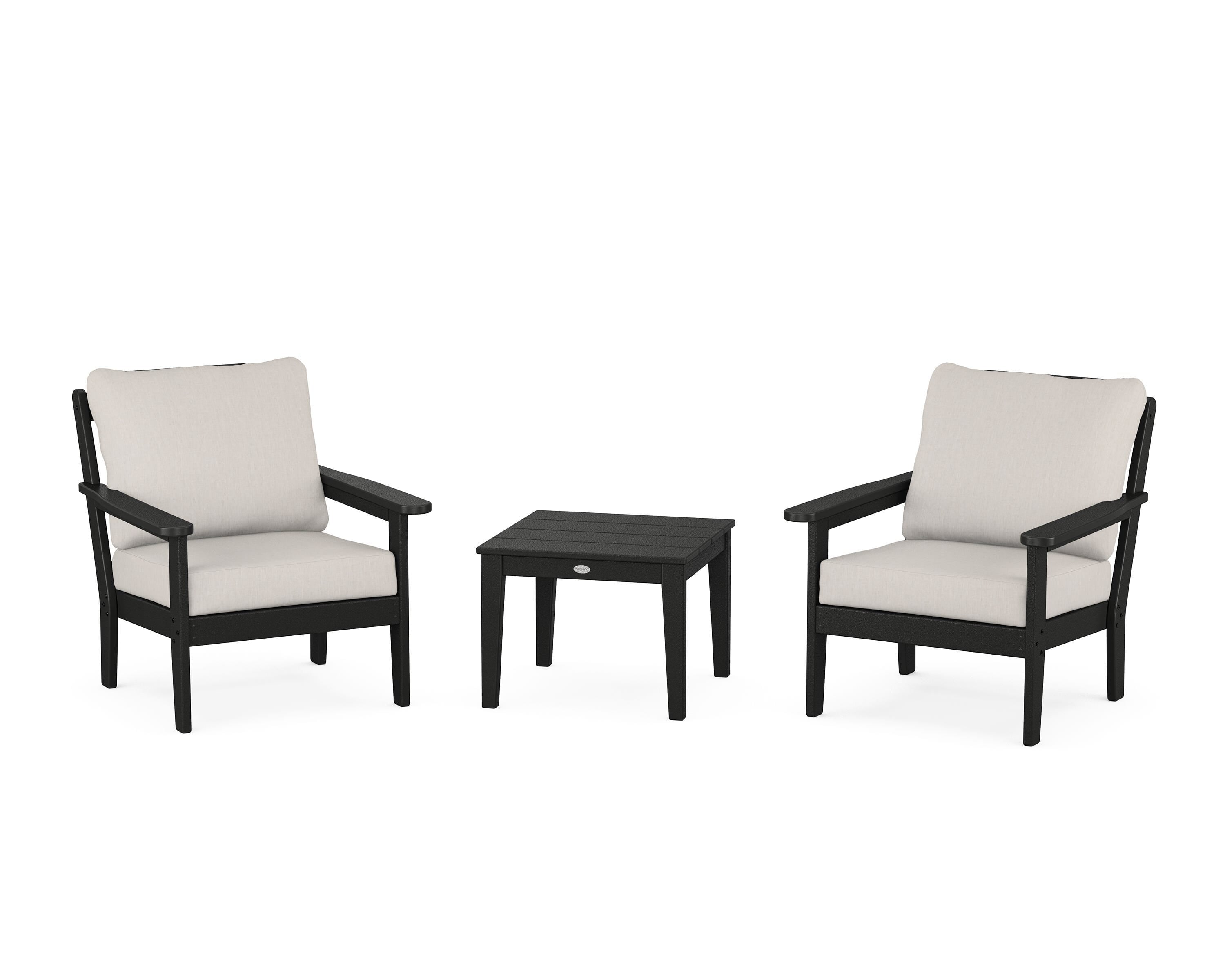 Country Living Cottage 3-Piece Deep Seating Set in Black / Cast Ash