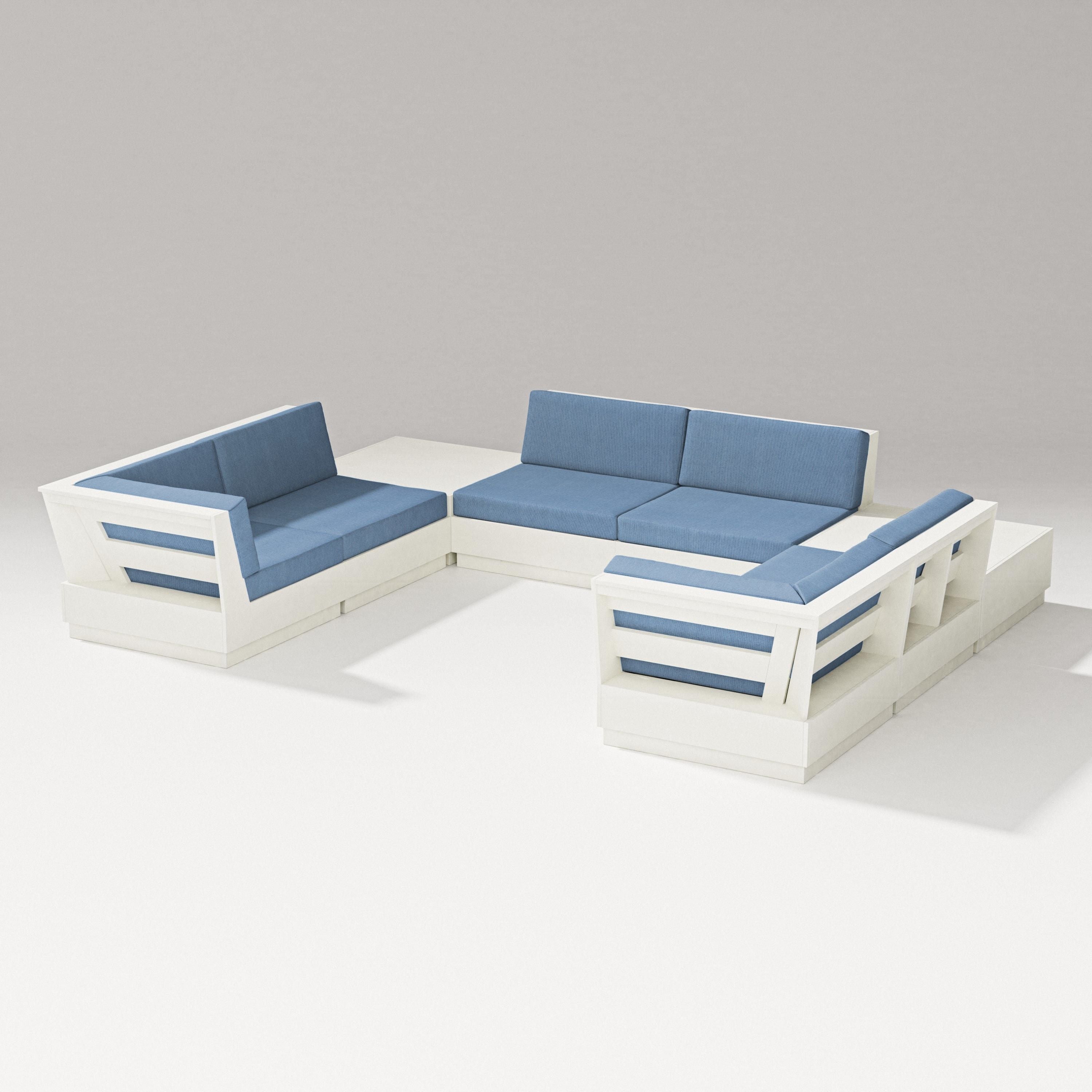 PW Designer Series Elevate 8-Piece U-Shaped Sectional in Vintage White / Sky Blue