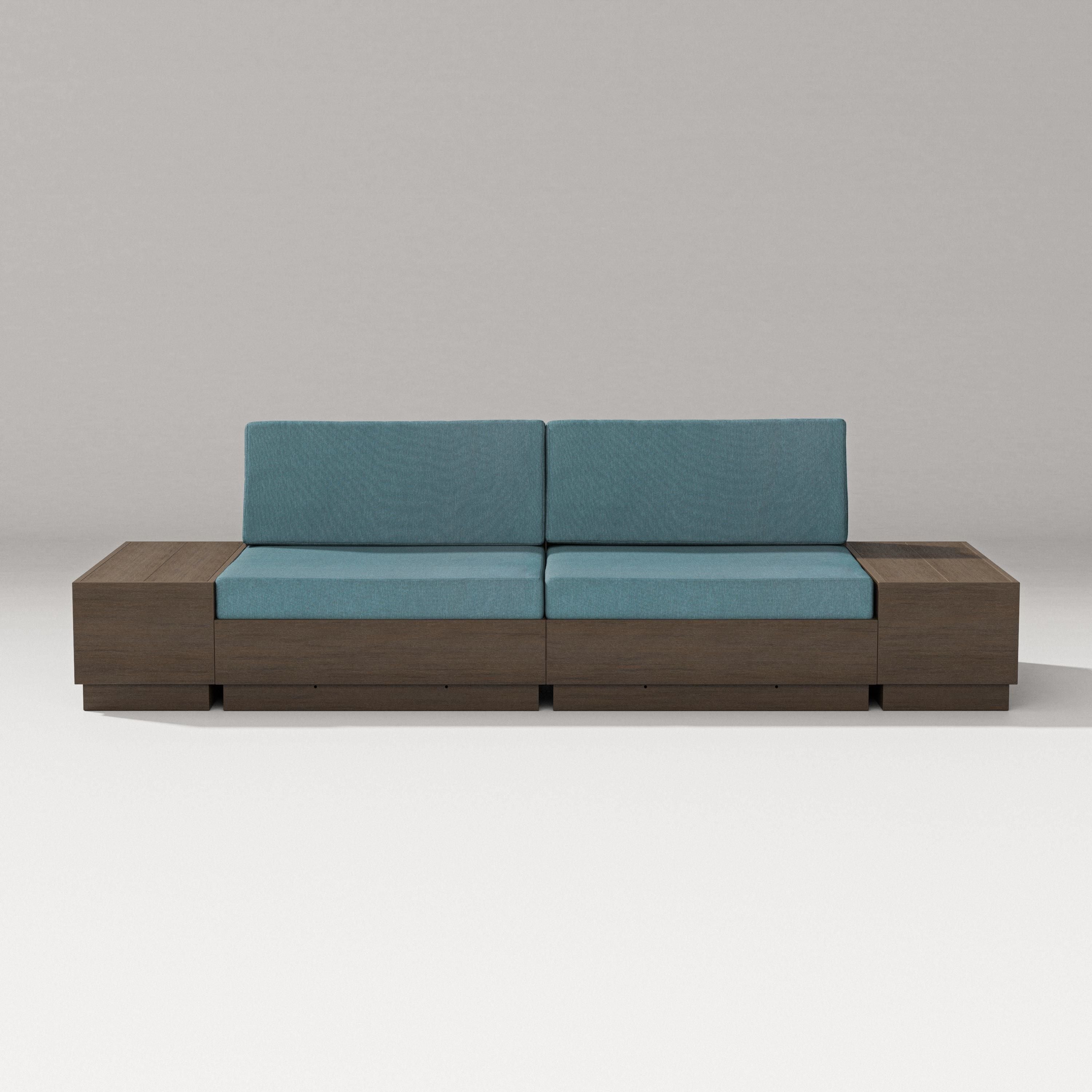 PW Designer Series Elevate 4-Piece Loveseat Sectional in Kona / Ocean Teal