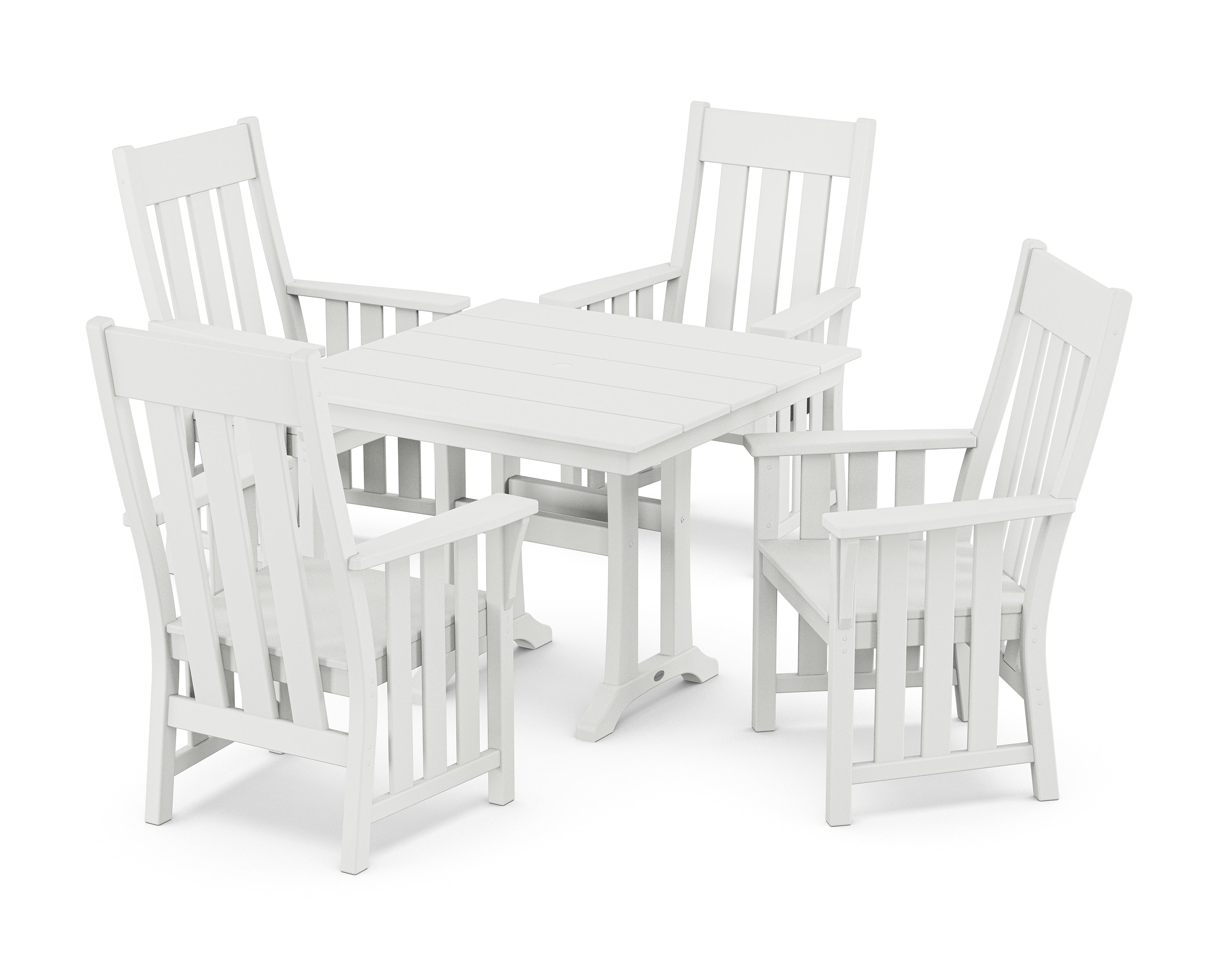 Martha Stewart by POLYWOOD Acadia 5-Piece Farmhouse Dining Set with Trestle Legs in White