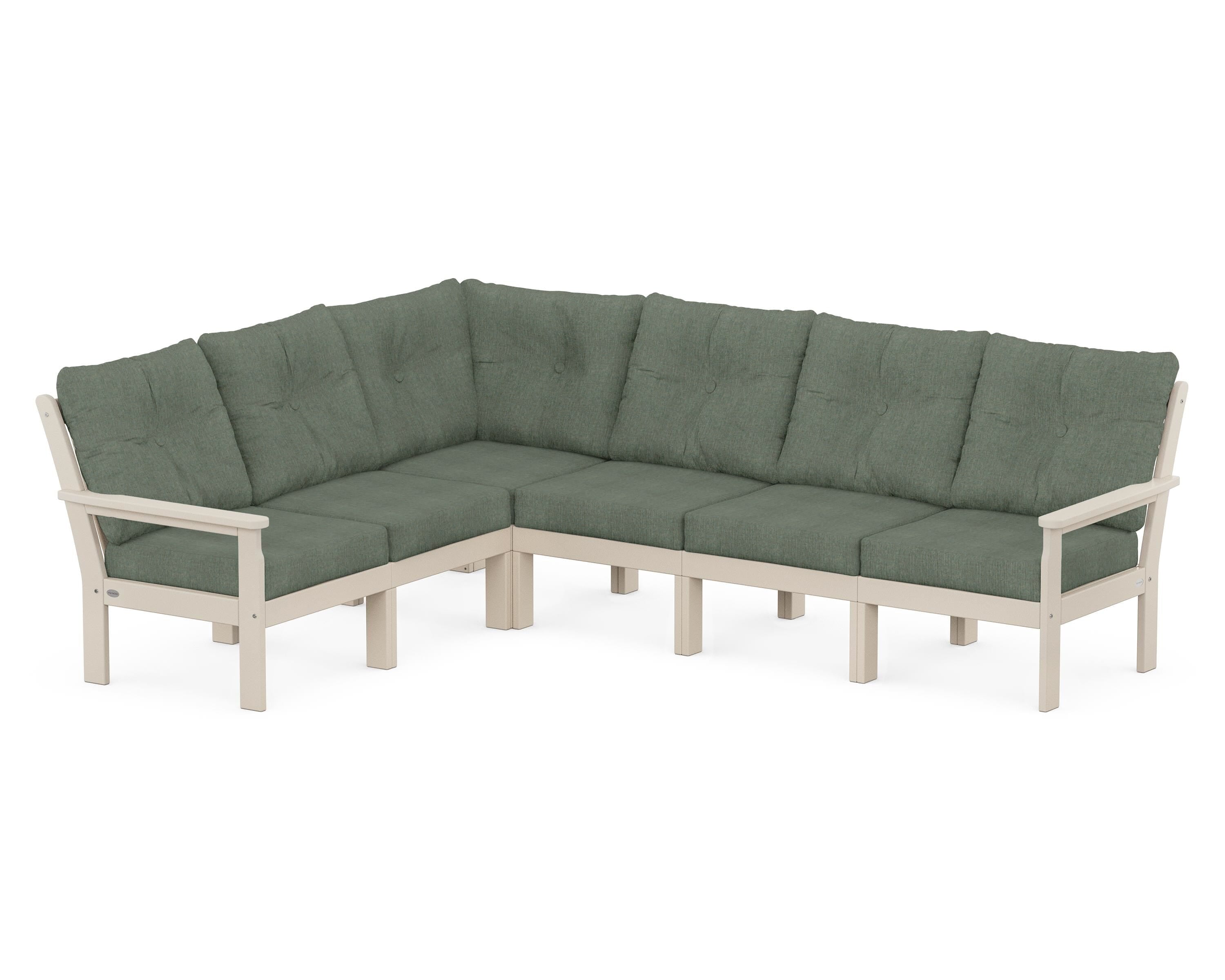 POLYWOOD Vineyard 6-Piece Sectional in Sand / Cast Sage