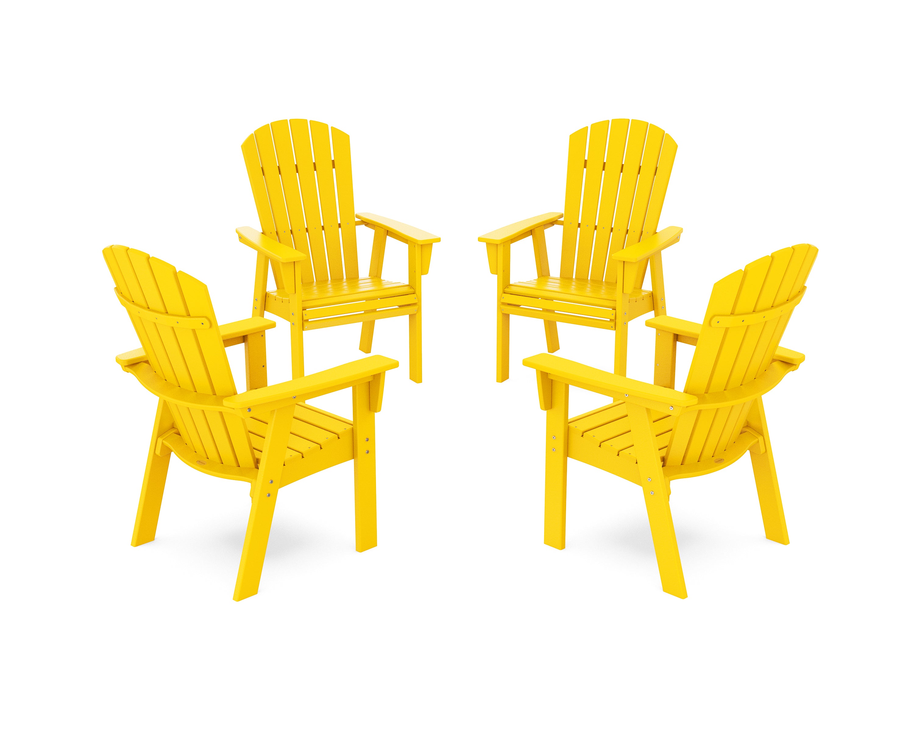 POLYWOOD Nautical 4-Piece Curveback Upright Adirondack Conversation Set in Lemon