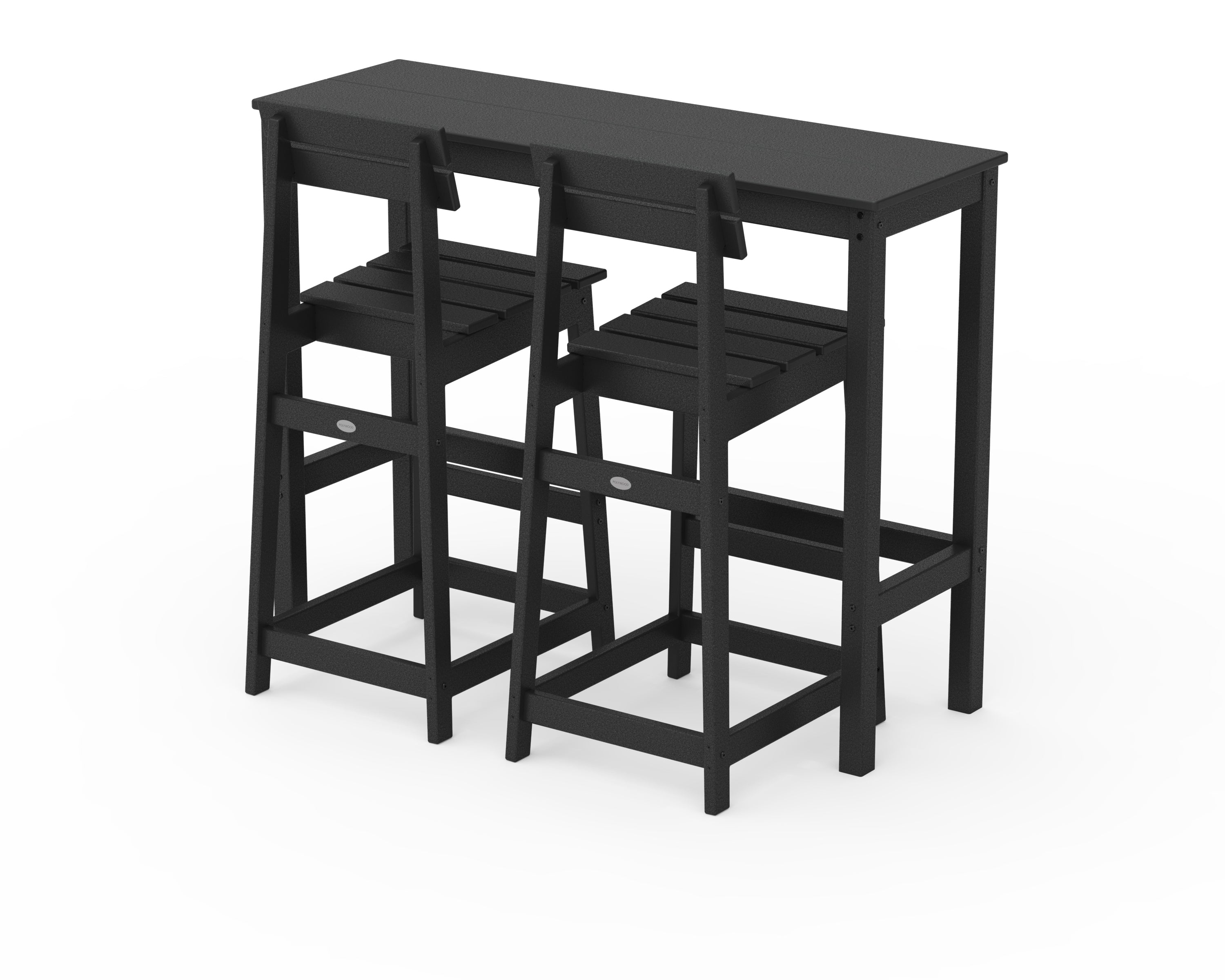 POLYWOOD Modern Studio Plaza Bar Chair 3-Piece Balcony Set in Black
