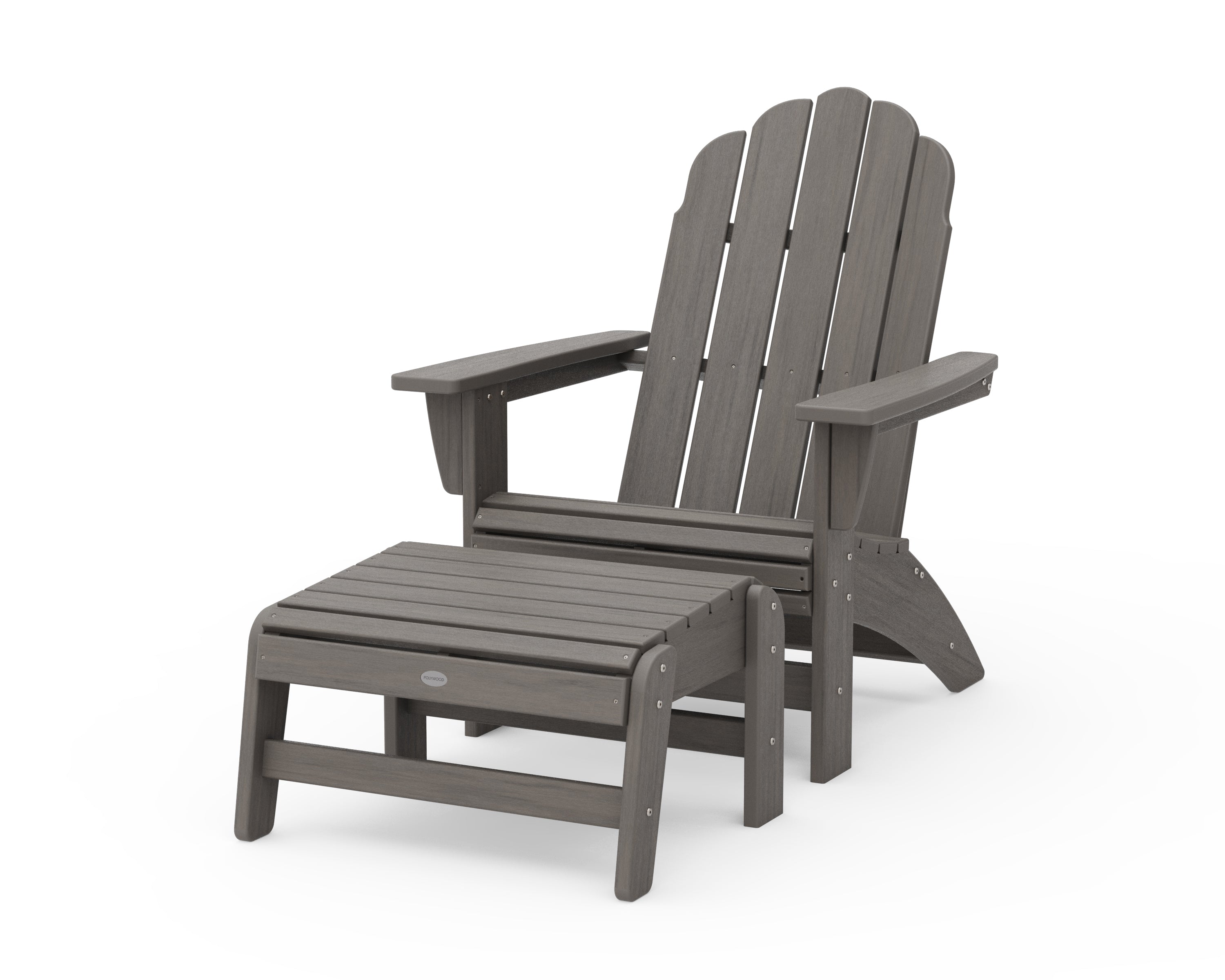 POLYWOOD Vineyard Grand Adirondack Chair with Ottoman in Driftwood