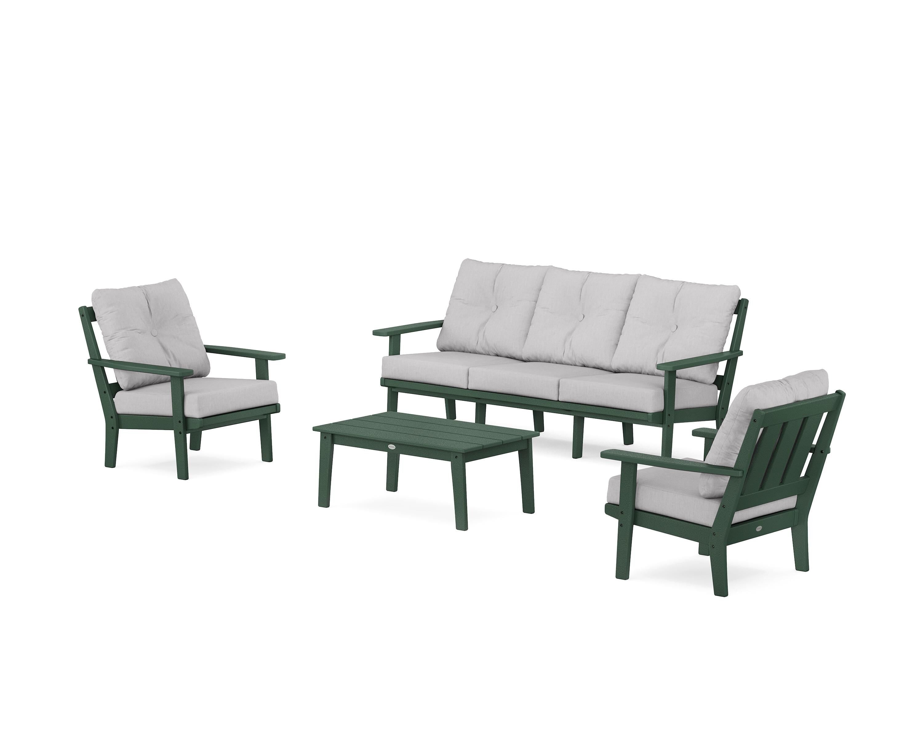 POLYWOOD Oxford 4-Piece Deep Seating Set with Sofa in Green / Granite