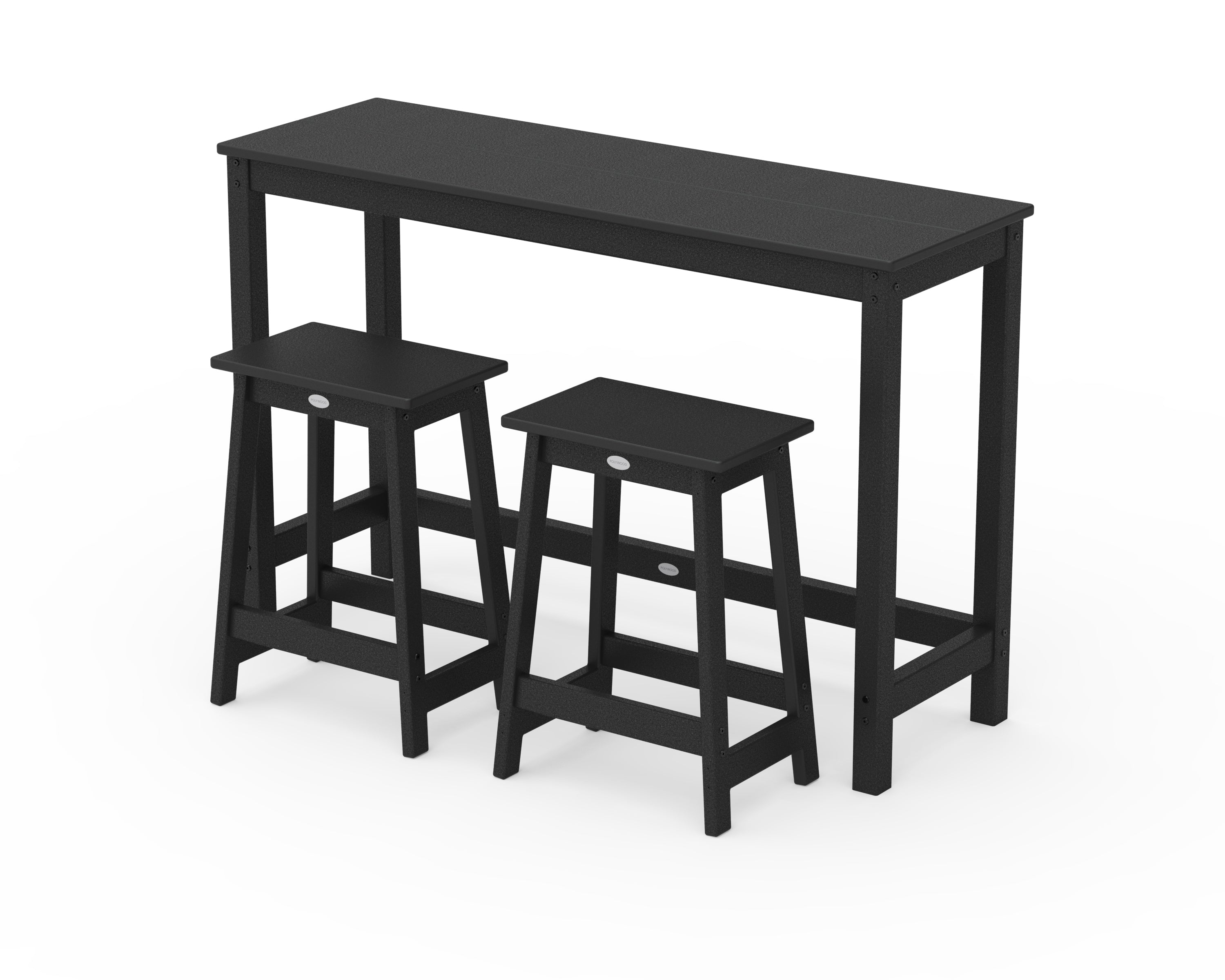 POLYWOOD Modern Studio Stool 3-Piece Counter Balcony Set in Black