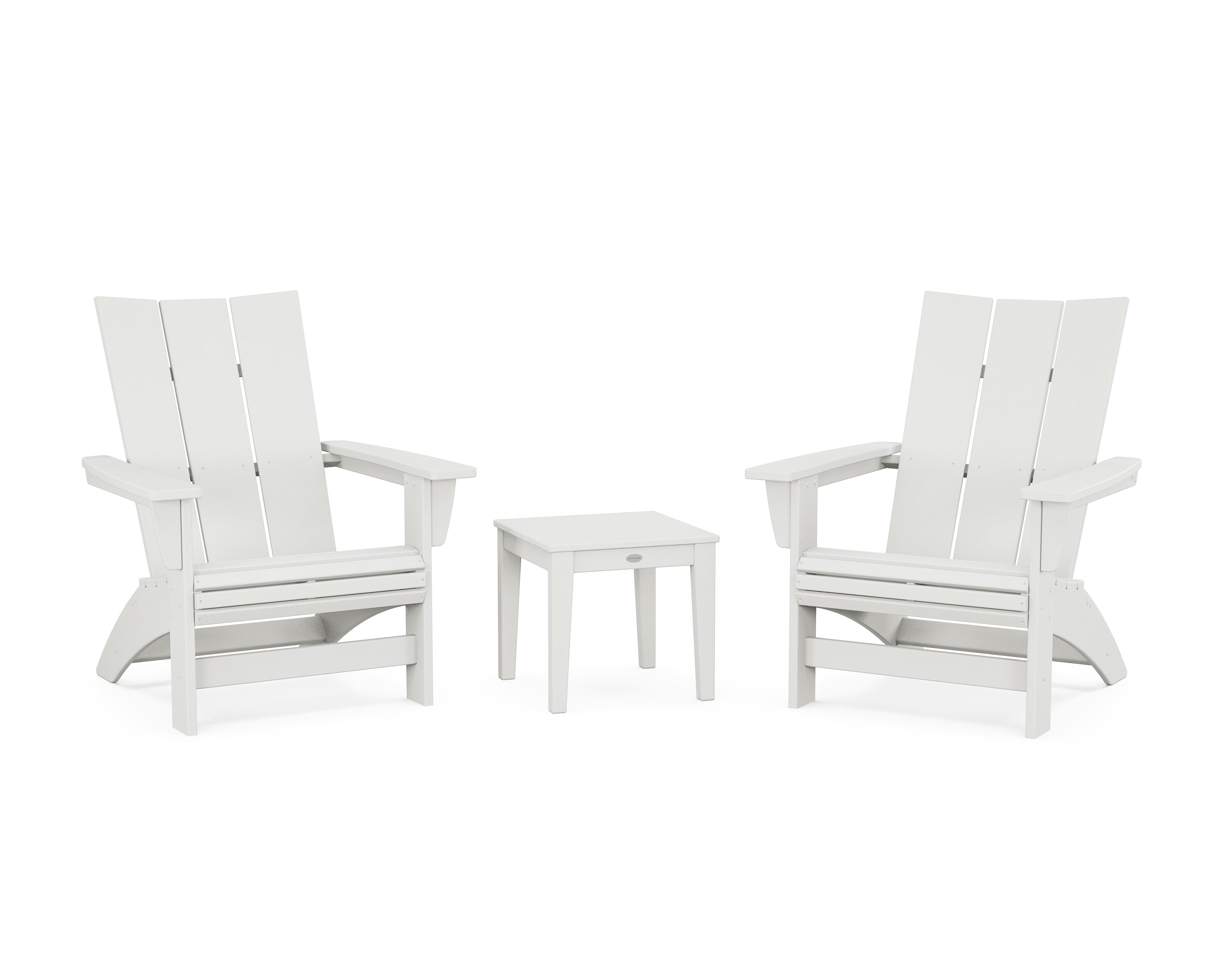 POLYWOOD 3-Piece Modern Grand Adirondack Set in Vintage White