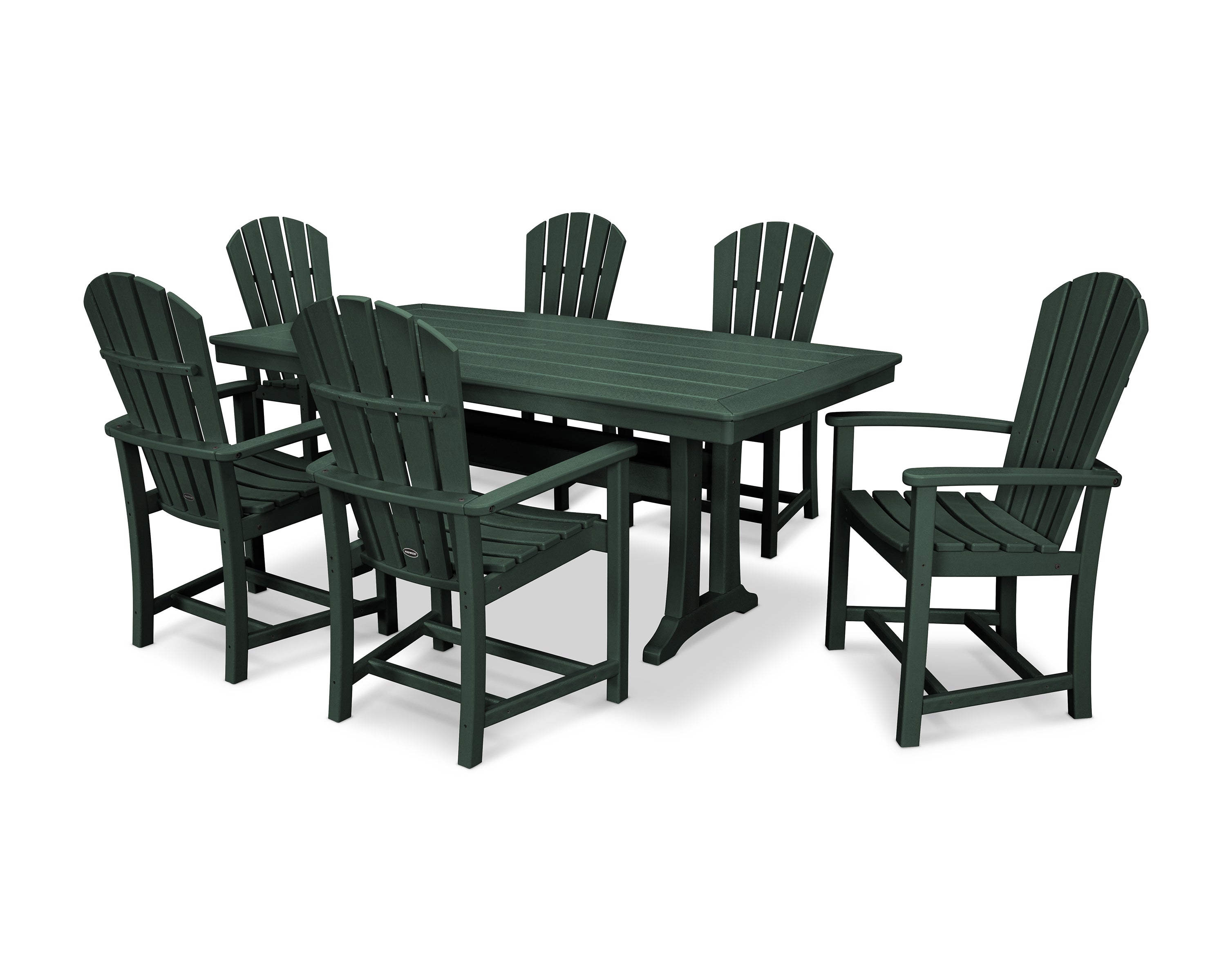 POLYWOOD Palm Coast 7-Piece Dining Set with Trestle Legs in Green