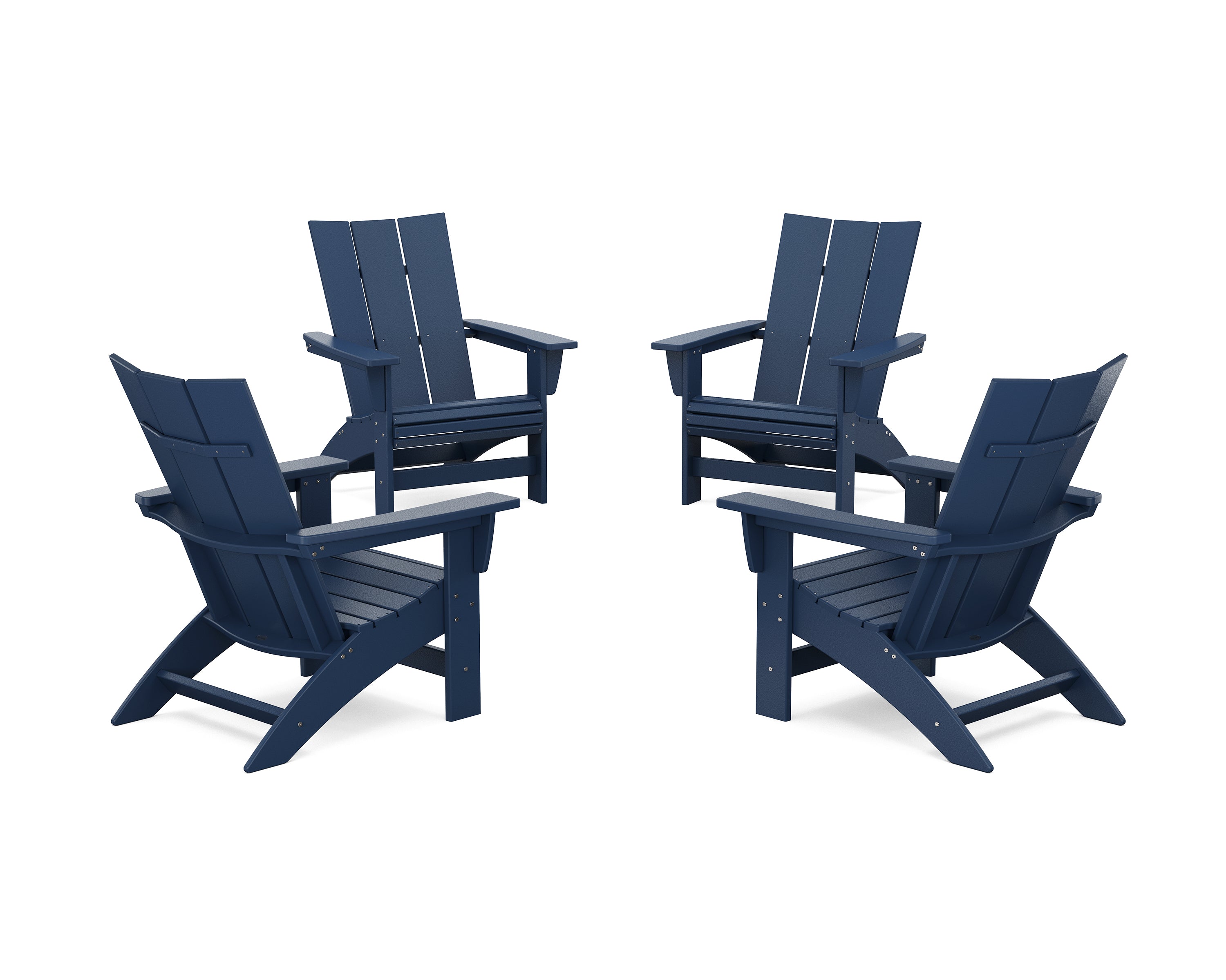POLYWOOD 4-Piece Modern Grand Adirondack Chair Conversation Set in Navy