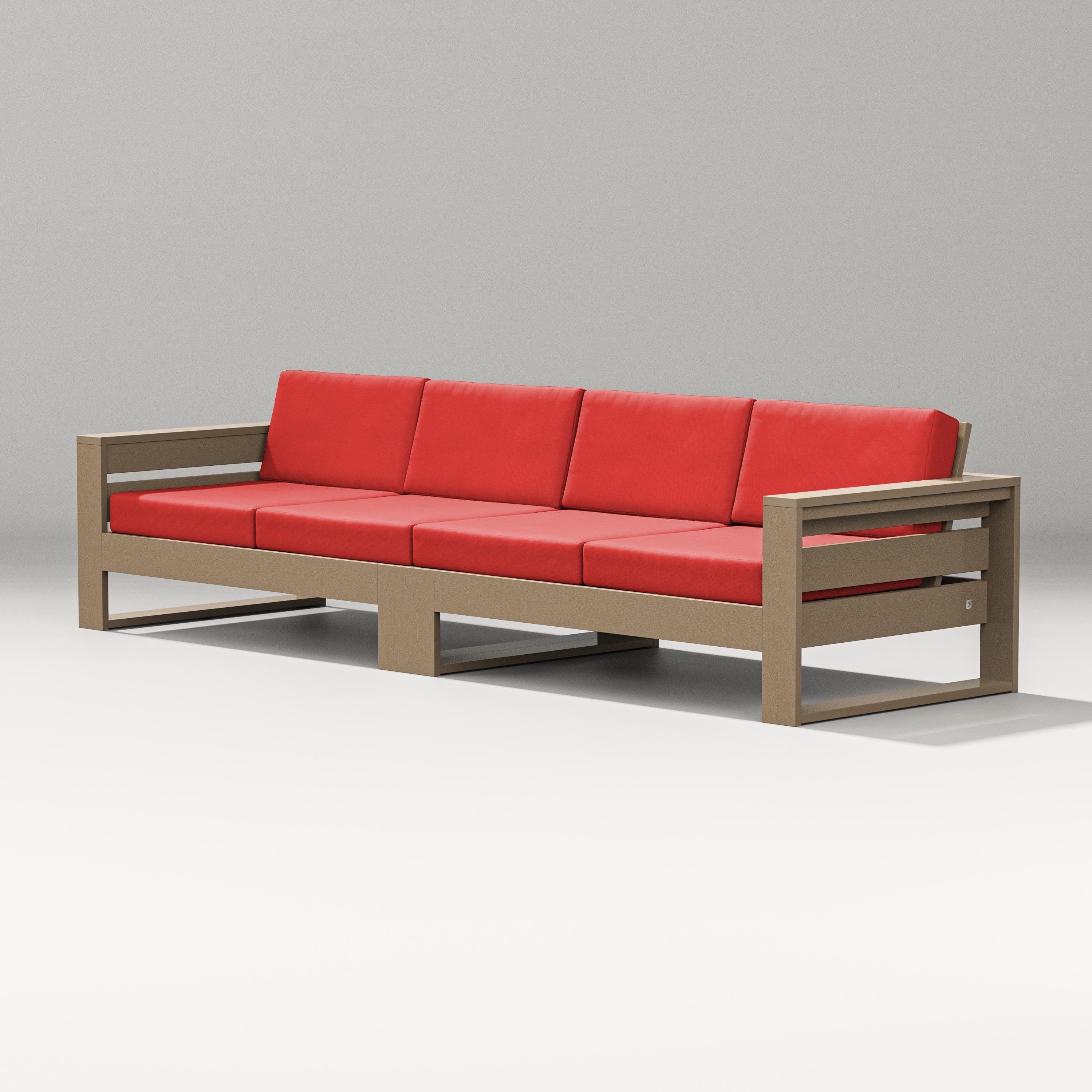 PW Designer Series Latitude Straight Sectional in Vintage Sahara / Crimson Linen
