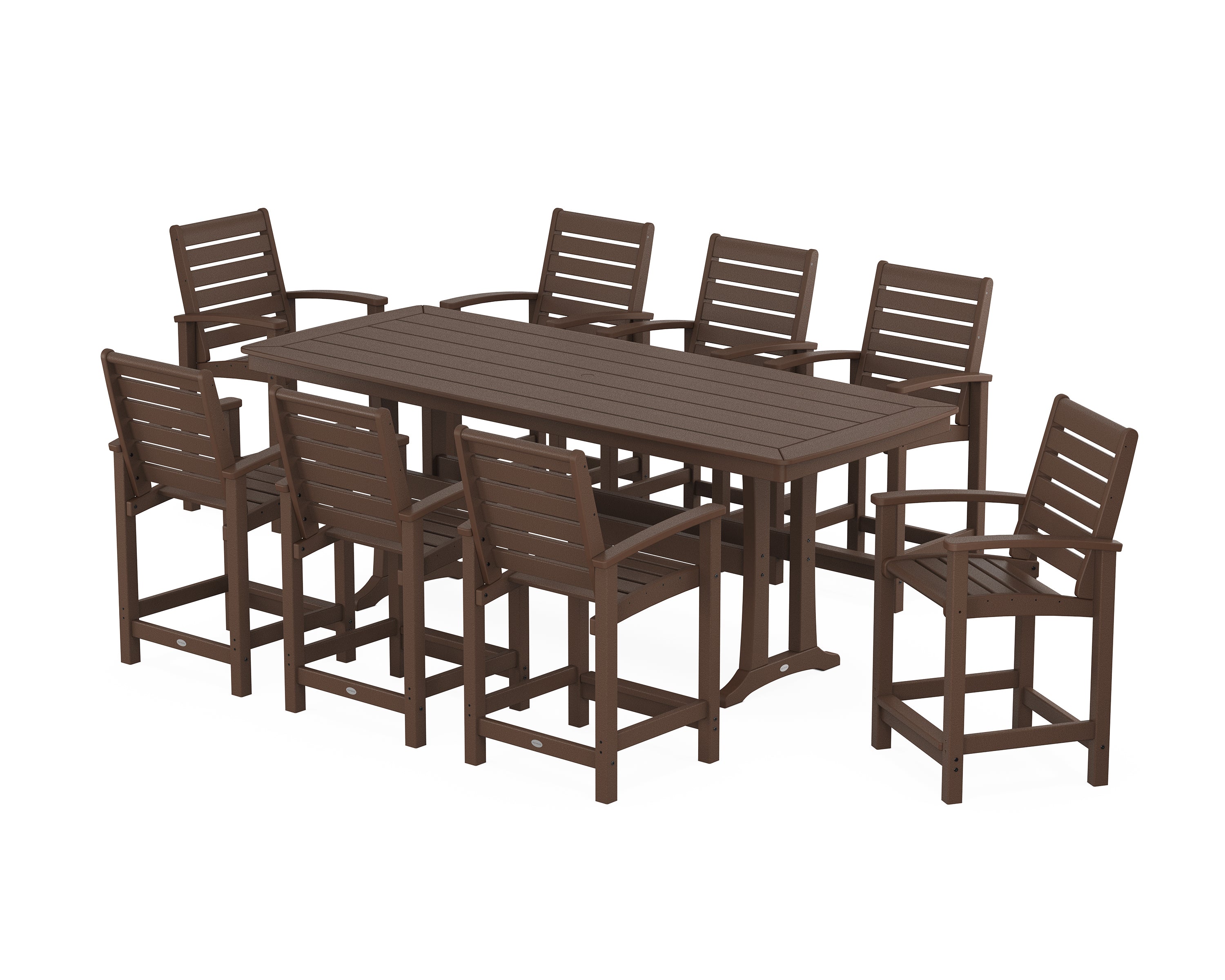 POLYWOOD Signature 9-Piece Counter Set with Trestle Legs in Mahogany