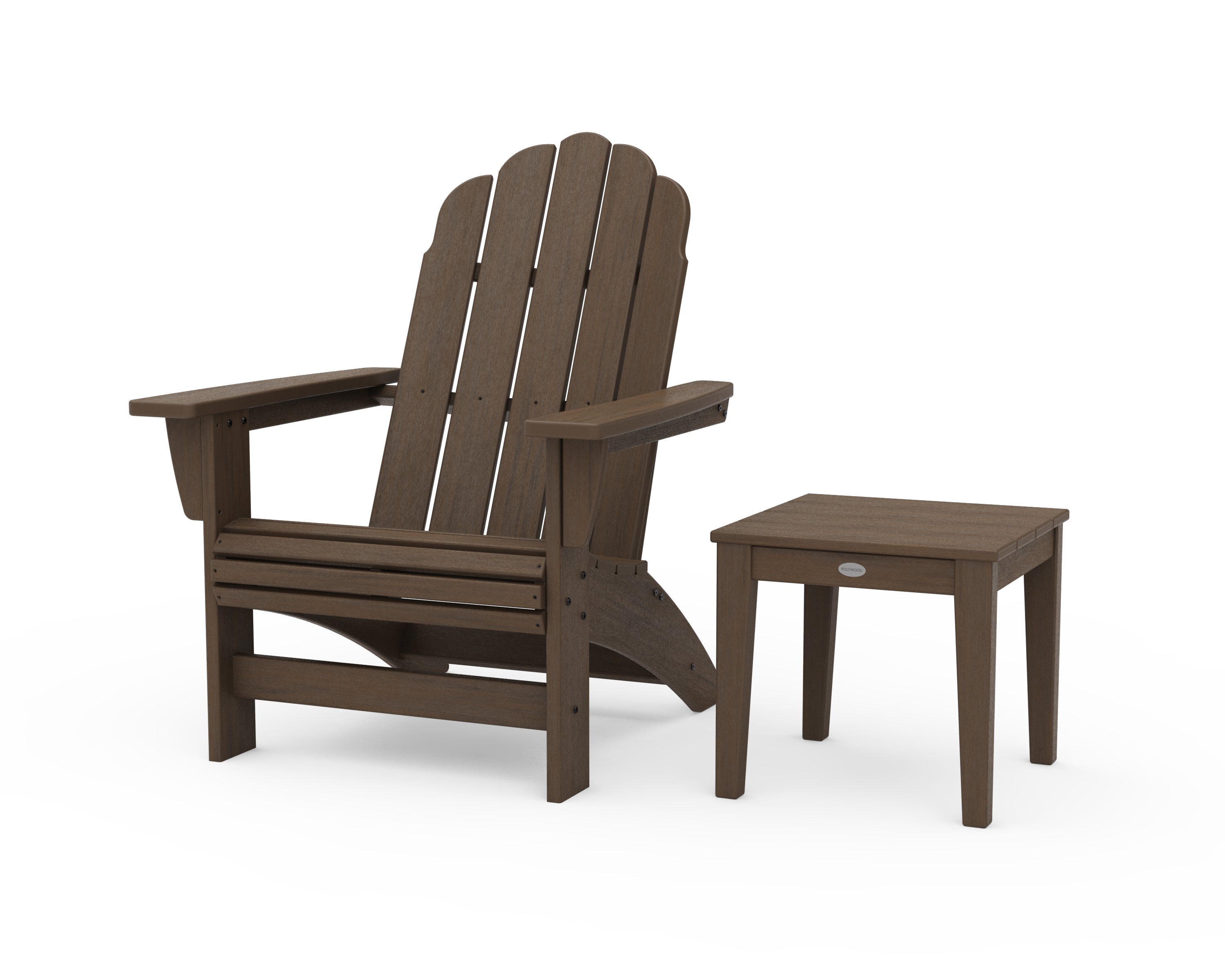 POLYWOOD Vineyard Grand Adirondack Chair with Side Table in Kona