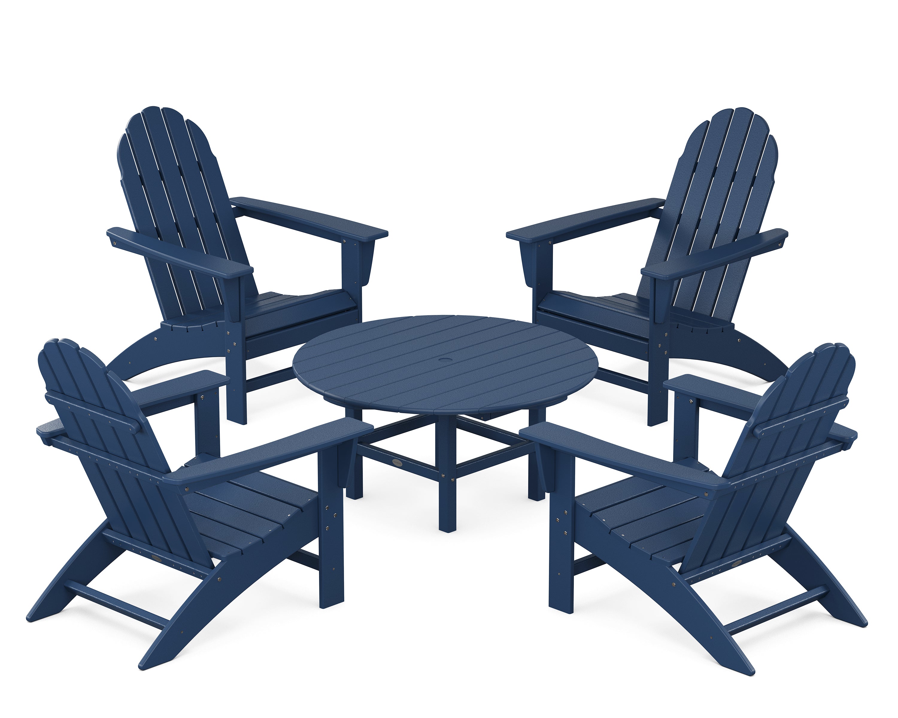 POLYWOOD® Vineyard 5-Piece Adirondack Chair Conversation Set in Navy
