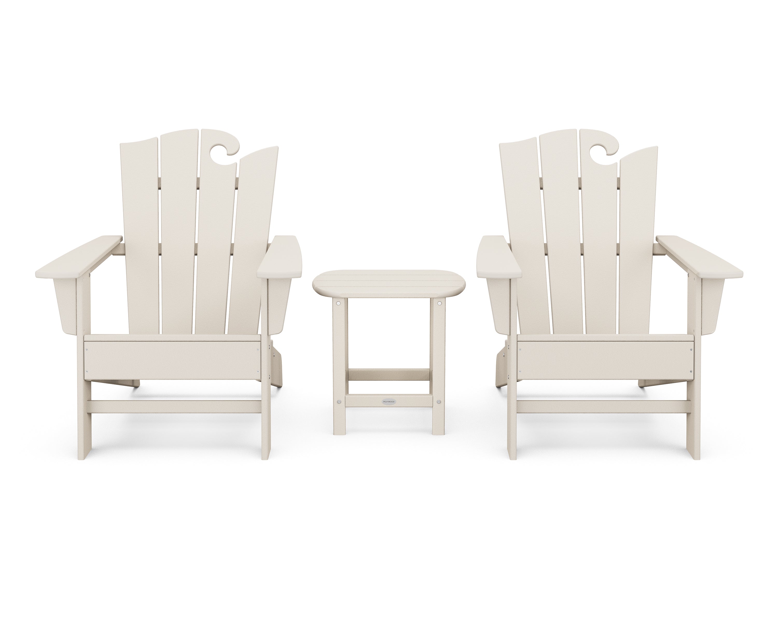 POLYWOOD Wave 3-Piece Adirondack Set with The Ocean Chair in Sand